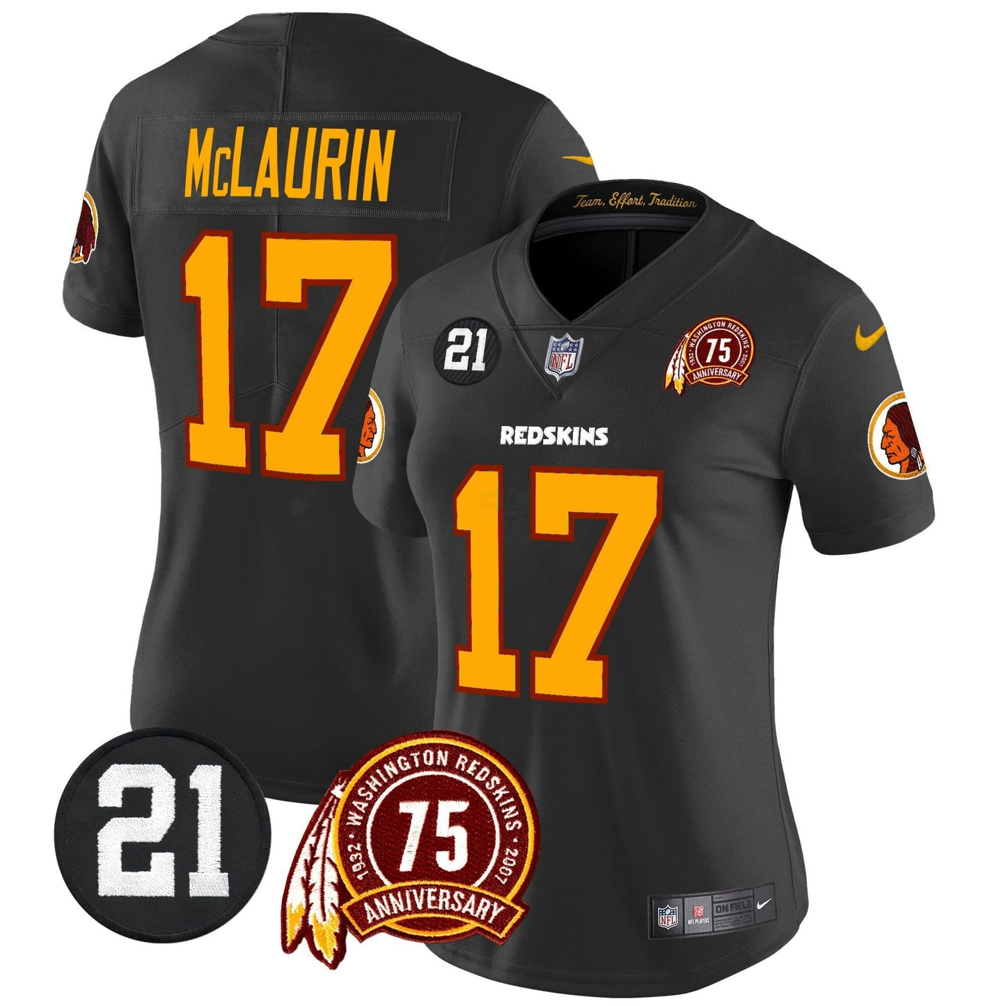 Camisa NFL Washington Commanders Women’s Washington Redskins 75th & Sean Taylor Patch Vapor Limited Jersey