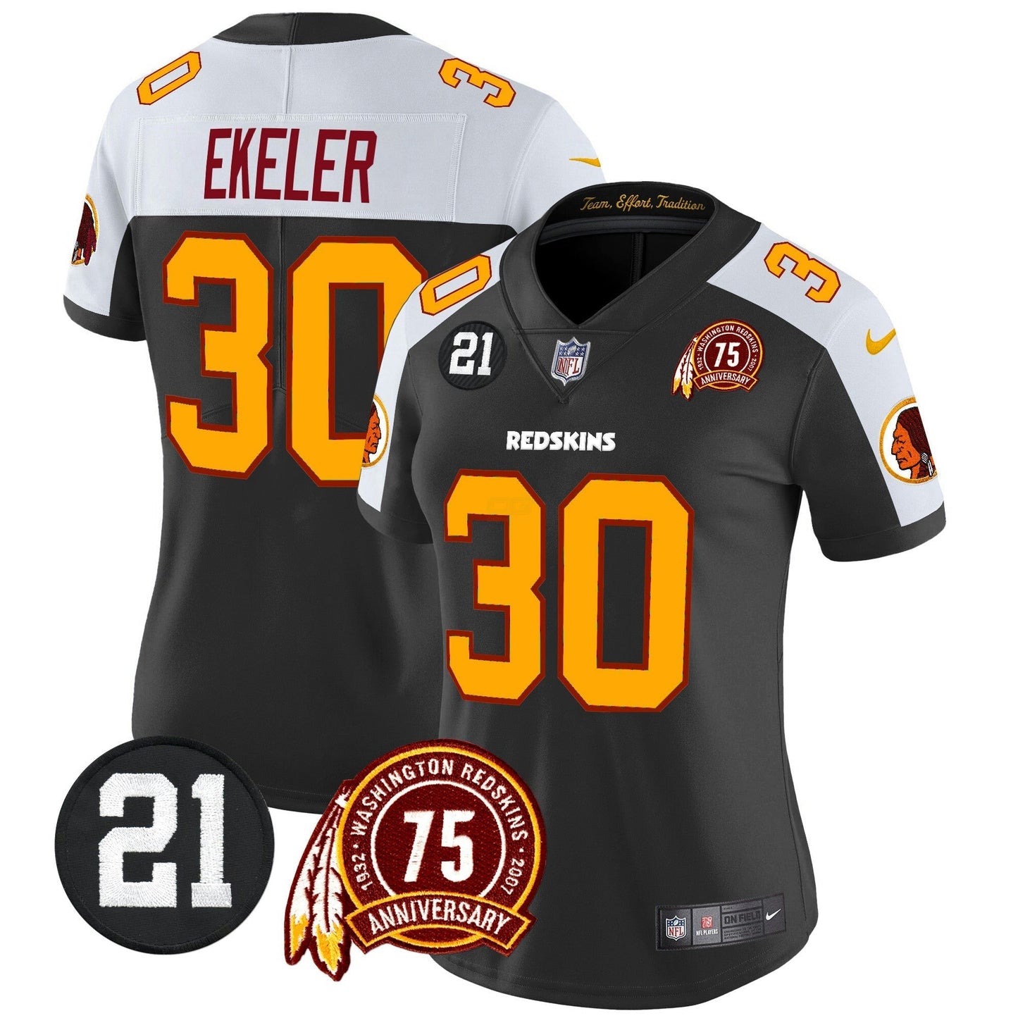 Camisa NFL Washington Commanders Women’s Washington Redskins 75th & Sean Taylor Patch Vapor Limited Jersey