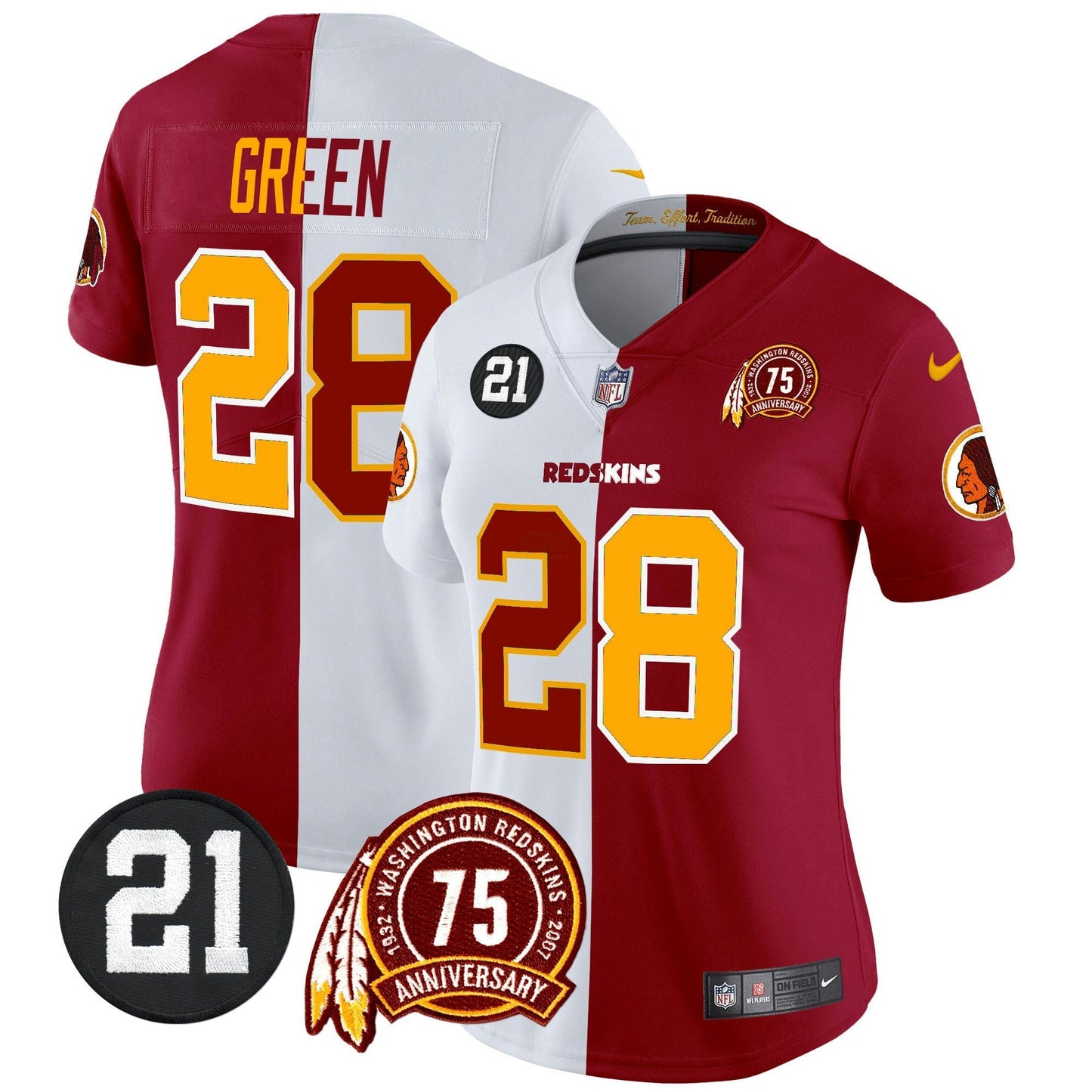 Camisa NFL Washington Commanders Women’s Washington Redskins 75th & Sean Taylor Patch Vapor Limited Jersey