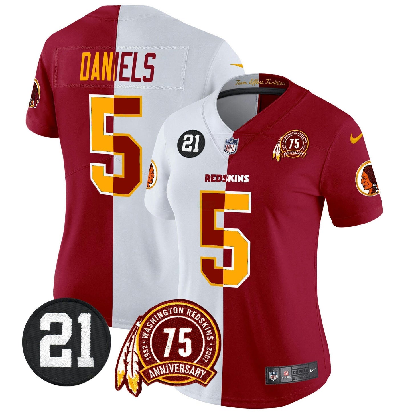 Camisa NFL Washington Commanders Women’s Washington Redskins 75th & Sean Taylor Patch Vapor Limited Jersey