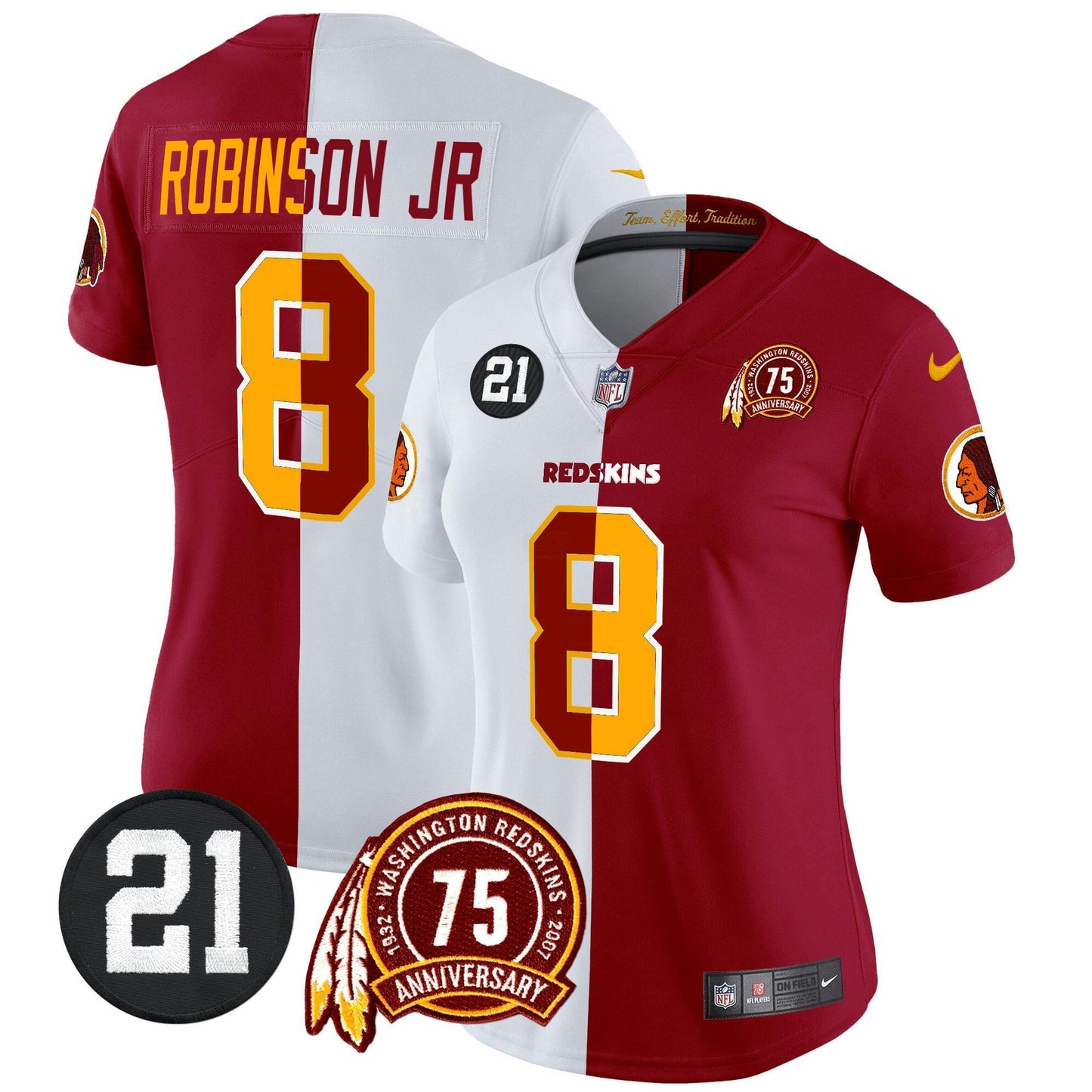 Camisa NFL Washington Commanders Women’s Washington Redskins 75th & Sean Taylor Patch Vapor Limited Jersey