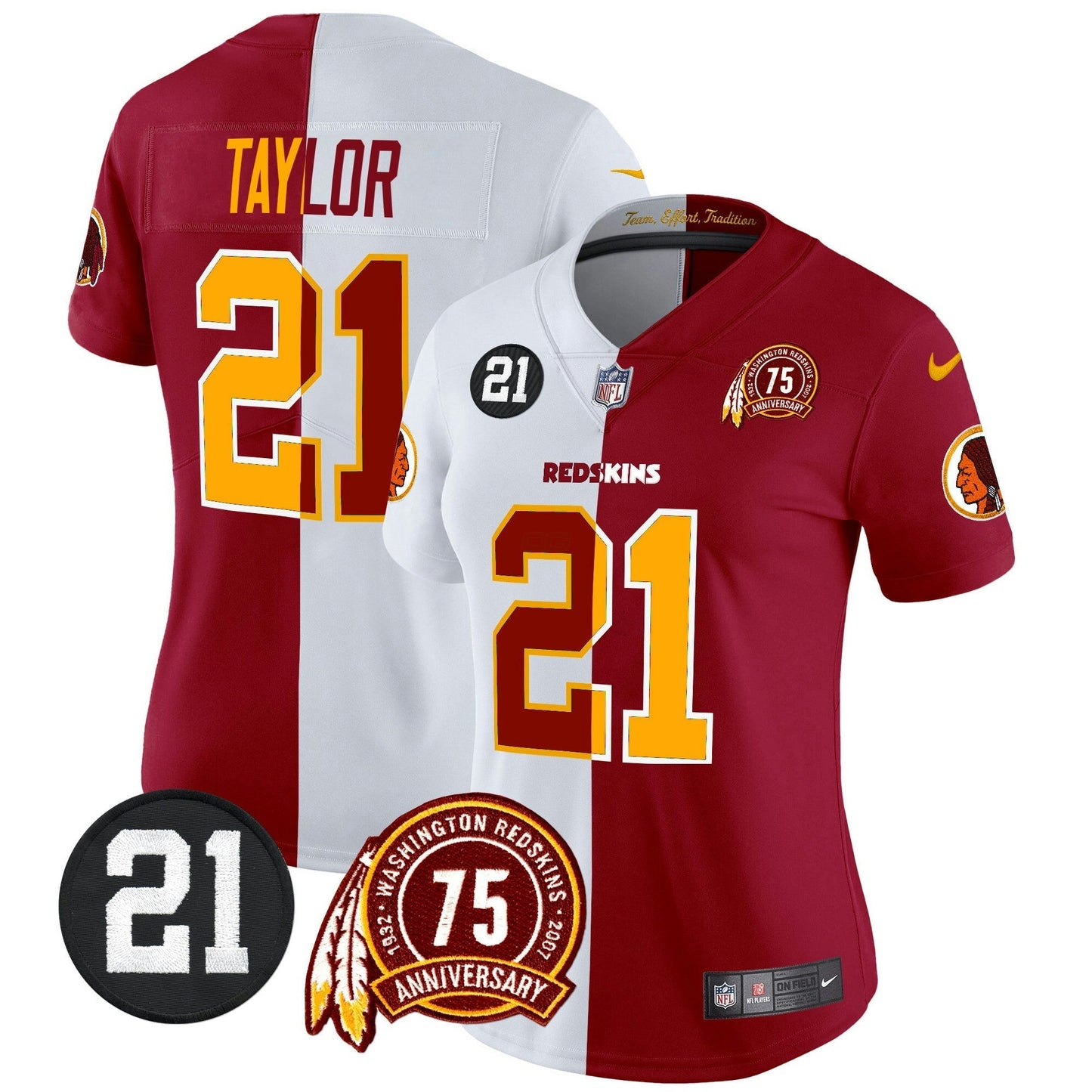Camisa NFL Washington Commanders Women’s Washington Redskins 75th & Sean Taylor Patch Vapor Limited Jersey