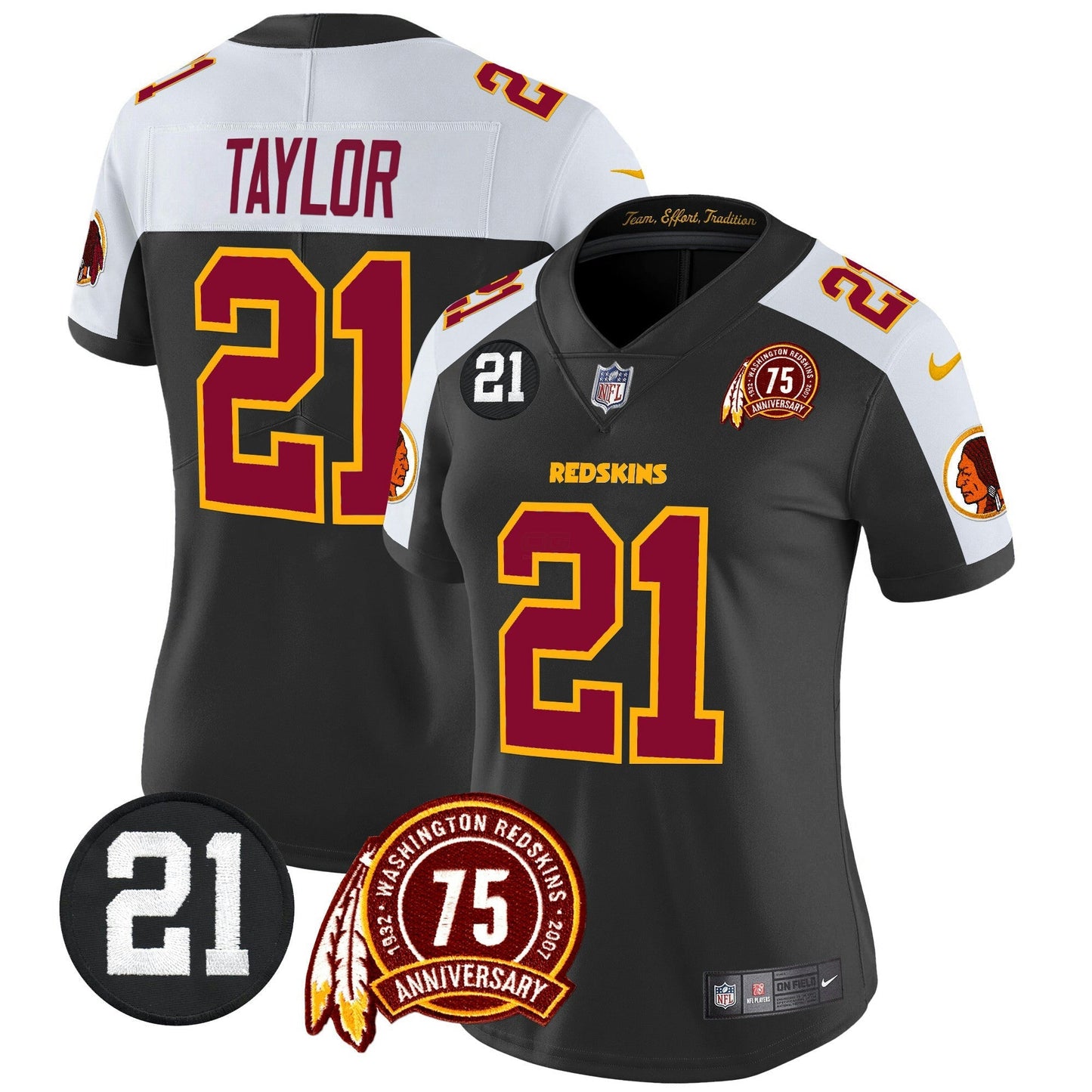 Camisa NFL Washington Commanders Women’s Washington Redskins 75th & Sean Taylor Patch Vapor Limited Jersey V2