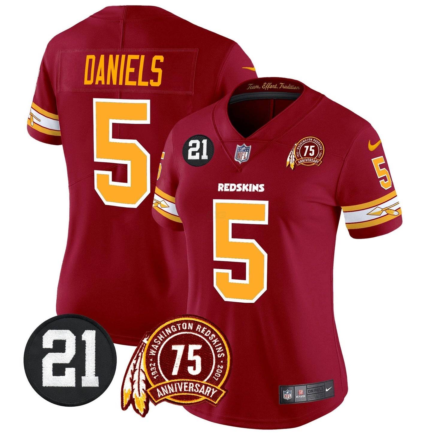 Camisa NFL Washington Commanders Women’s Washington Redskins 75th & Sean Taylor Patch Vapor Limited Jersey V2