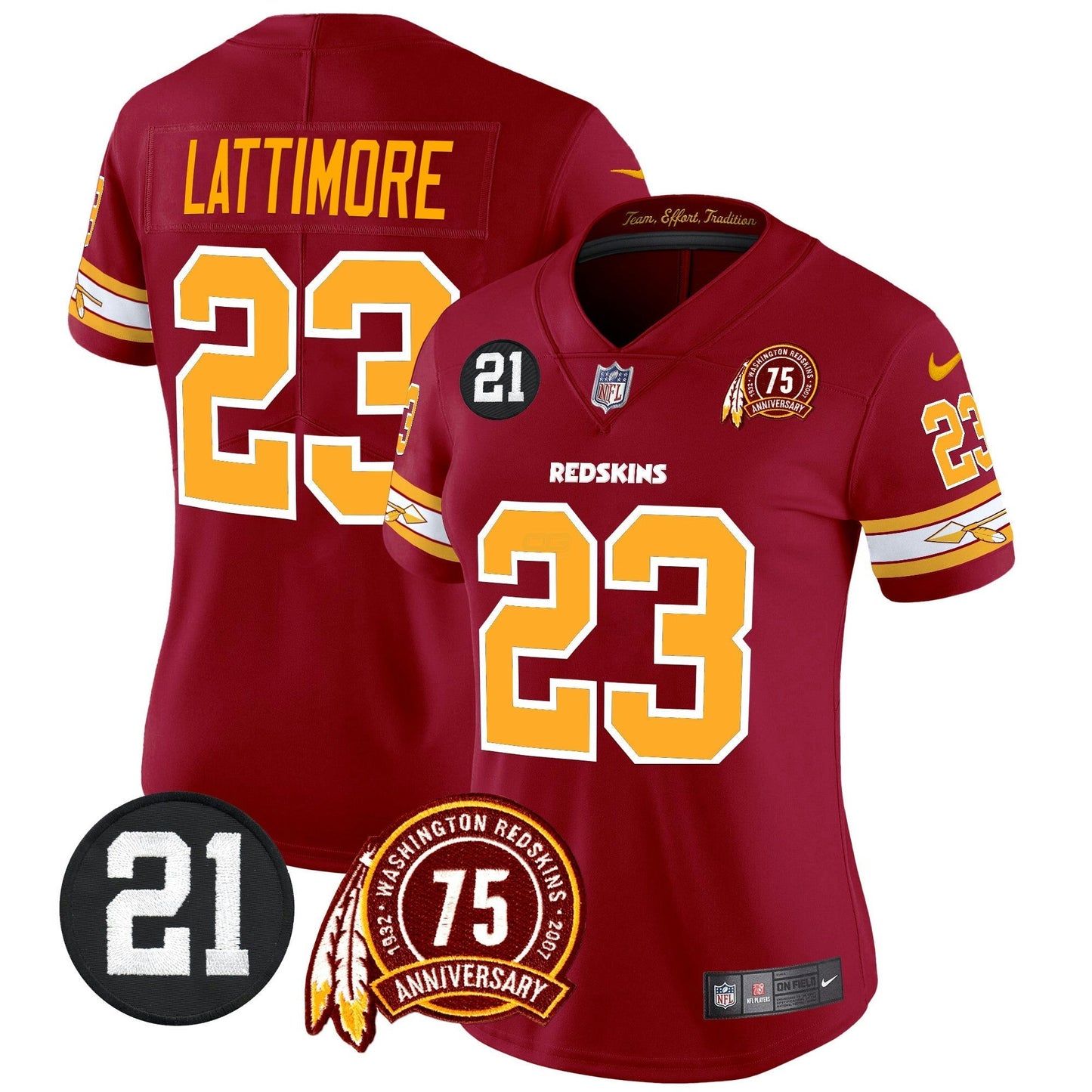 Camisa NFL Washington Commanders Women’s Washington Redskins 75th & Sean Taylor Patch Vapor Limited Jersey V2