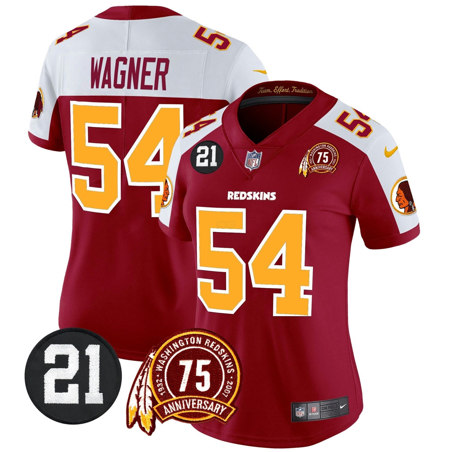 Camisa NFL Washington Commanders Women’s Washington Redskins 75th & Sean Taylor Patch Vapor Limited Jersey V2