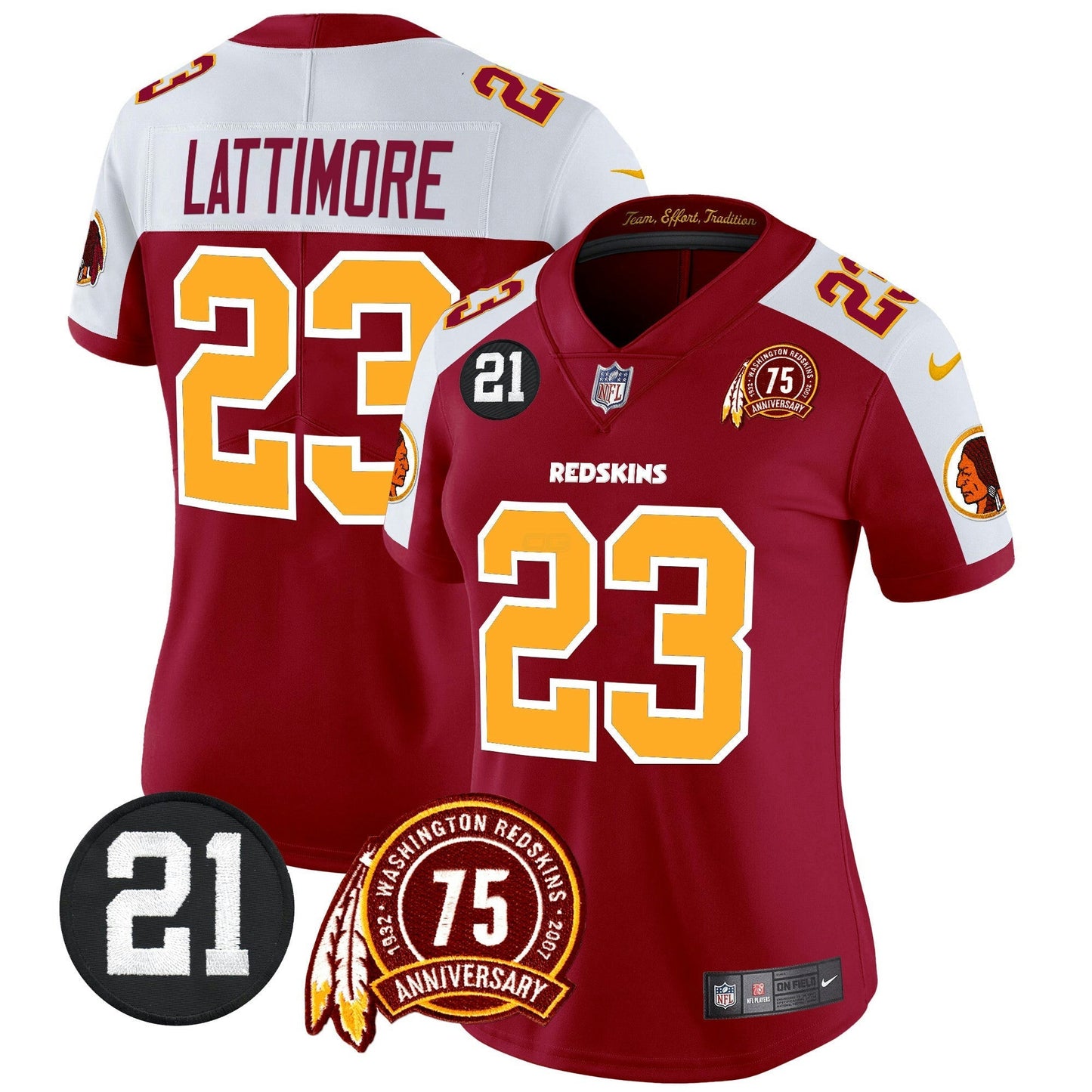 Camisa NFL Washington Commanders Women’s Washington Redskins 75th & Sean Taylor Patch Vapor Limited Jersey V2