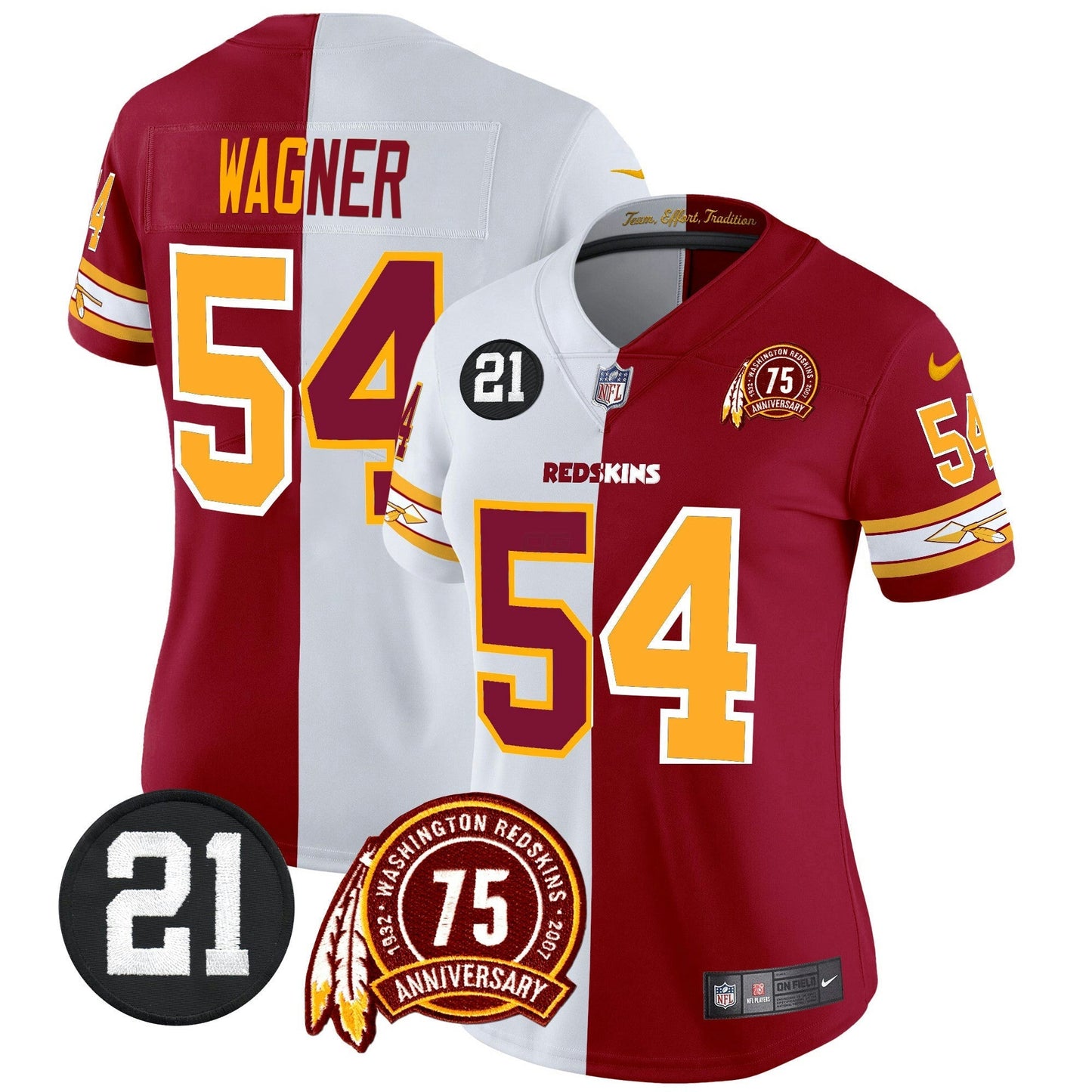 Camisa NFL Washington Commanders Women’s Washington Redskins 75th & Sean Taylor Patch Vapor Limited Jersey V2