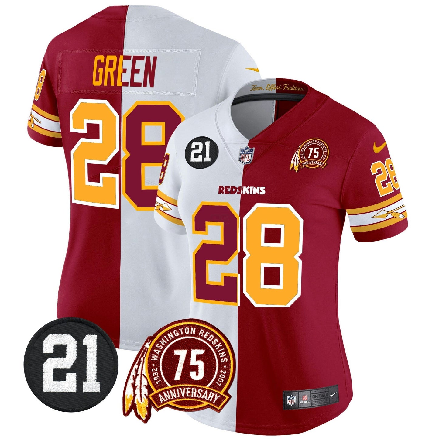 Camisa NFL Washington Commanders Women’s Washington Redskins 75th & Sean Taylor Patch Vapor Limited Jersey V2