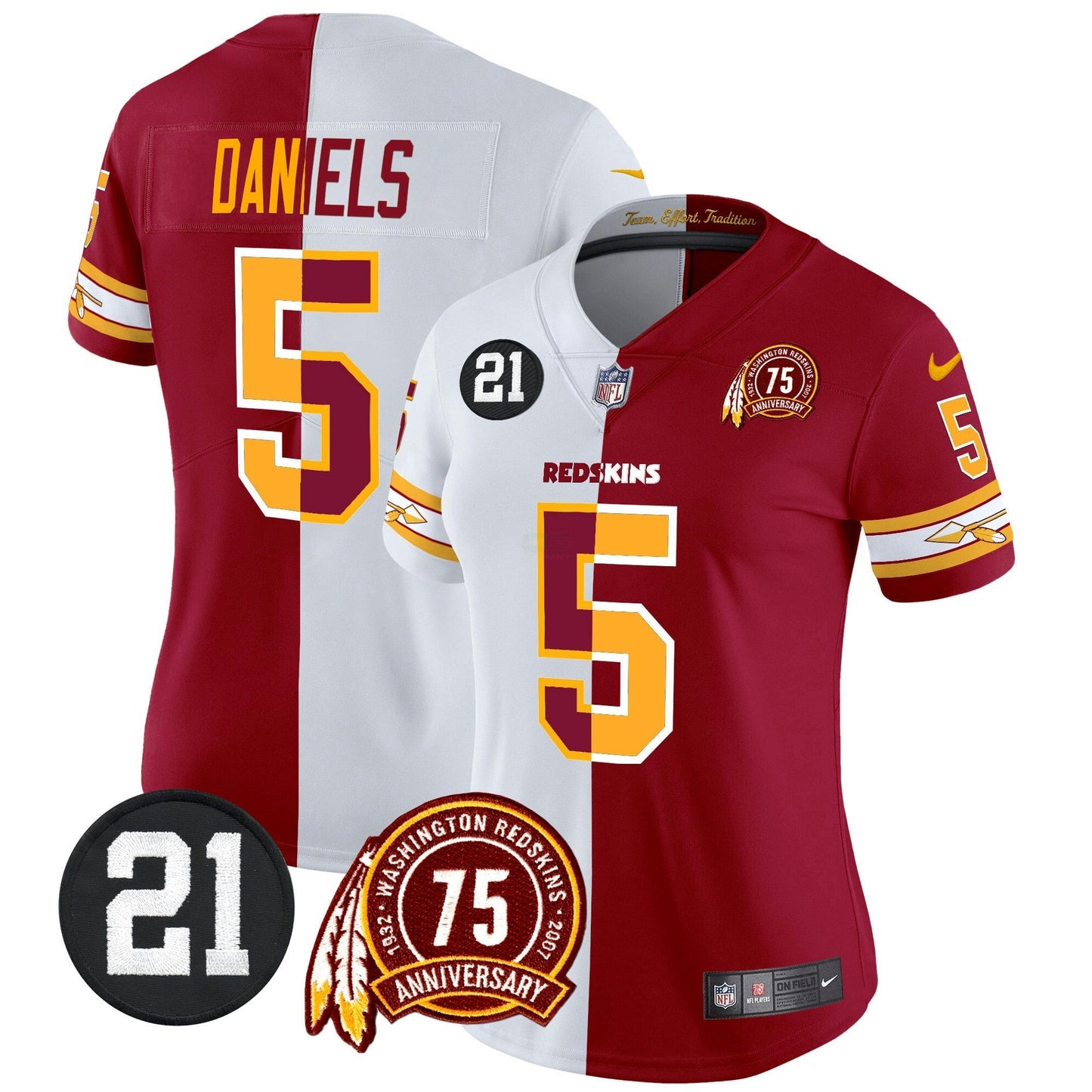 Camisa NFL Washington Commanders Women’s Washington Redskins 75th & Sean Taylor Patch Vapor Limited Jersey V2