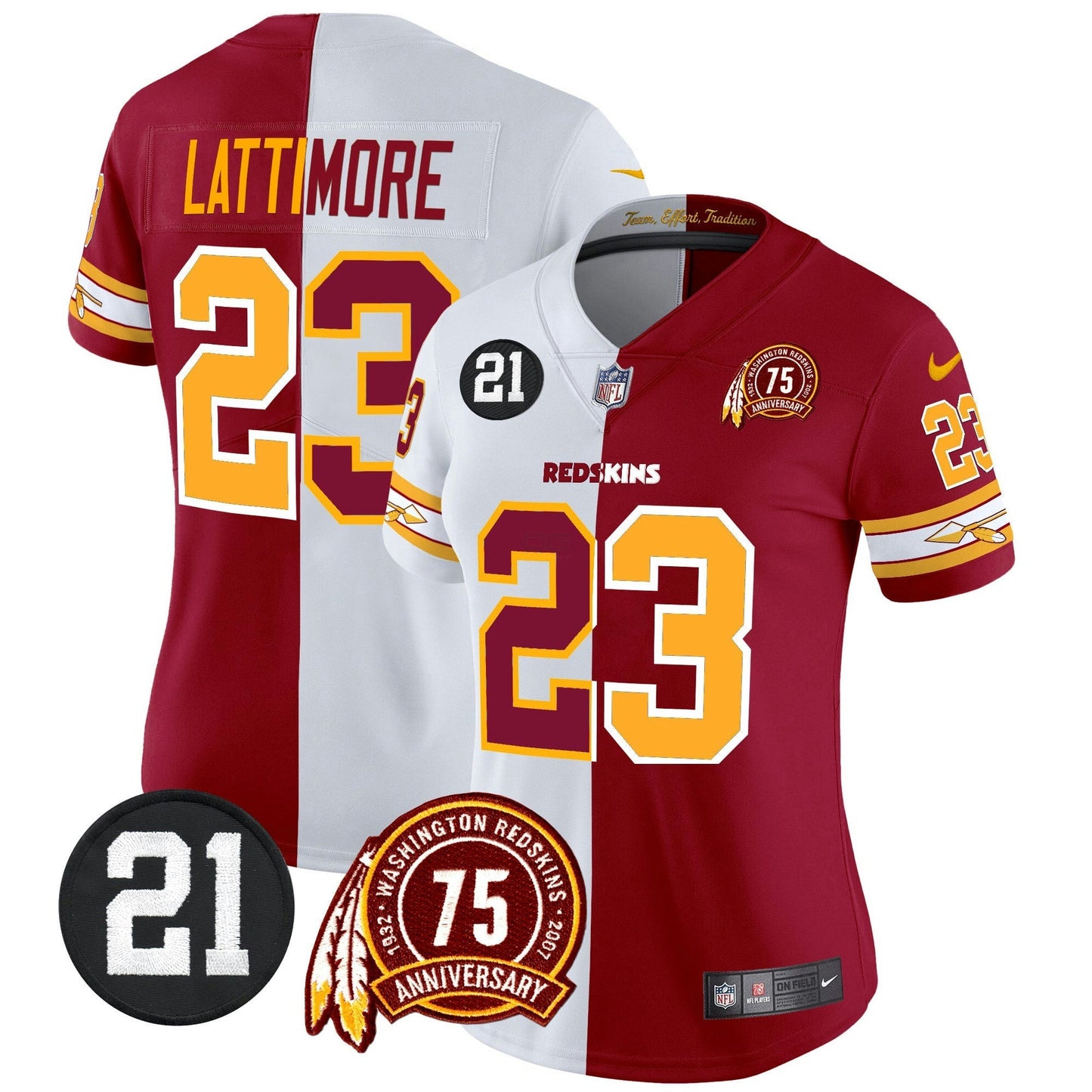 Camisa NFL Washington Commanders Women’s Washington Redskins 75th & Sean Taylor Patch Vapor Limited Jersey V2