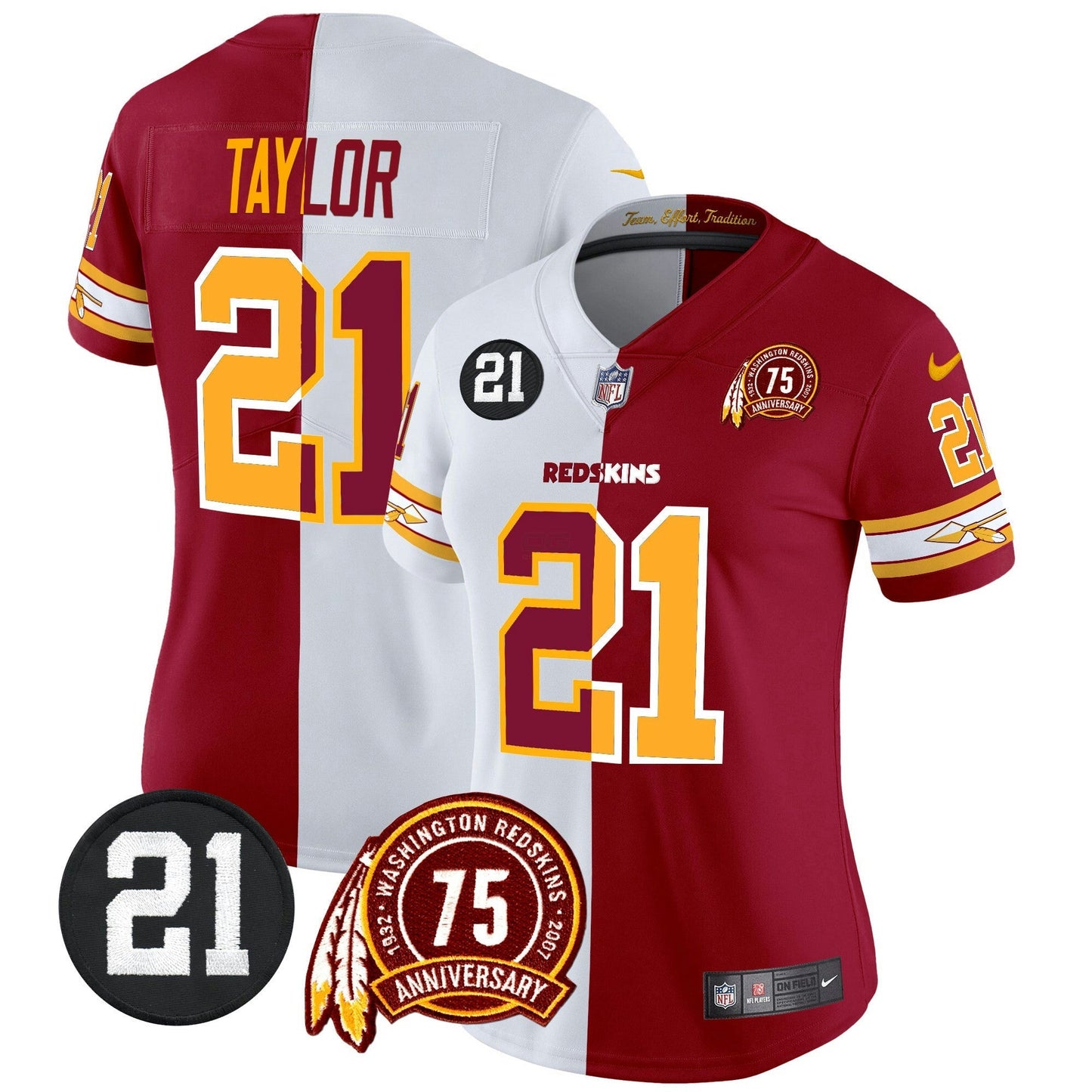 Camisa NFL Washington Commanders Women’s Washington Redskins 75th & Sean Taylor Patch Vapor Limited Jersey V2