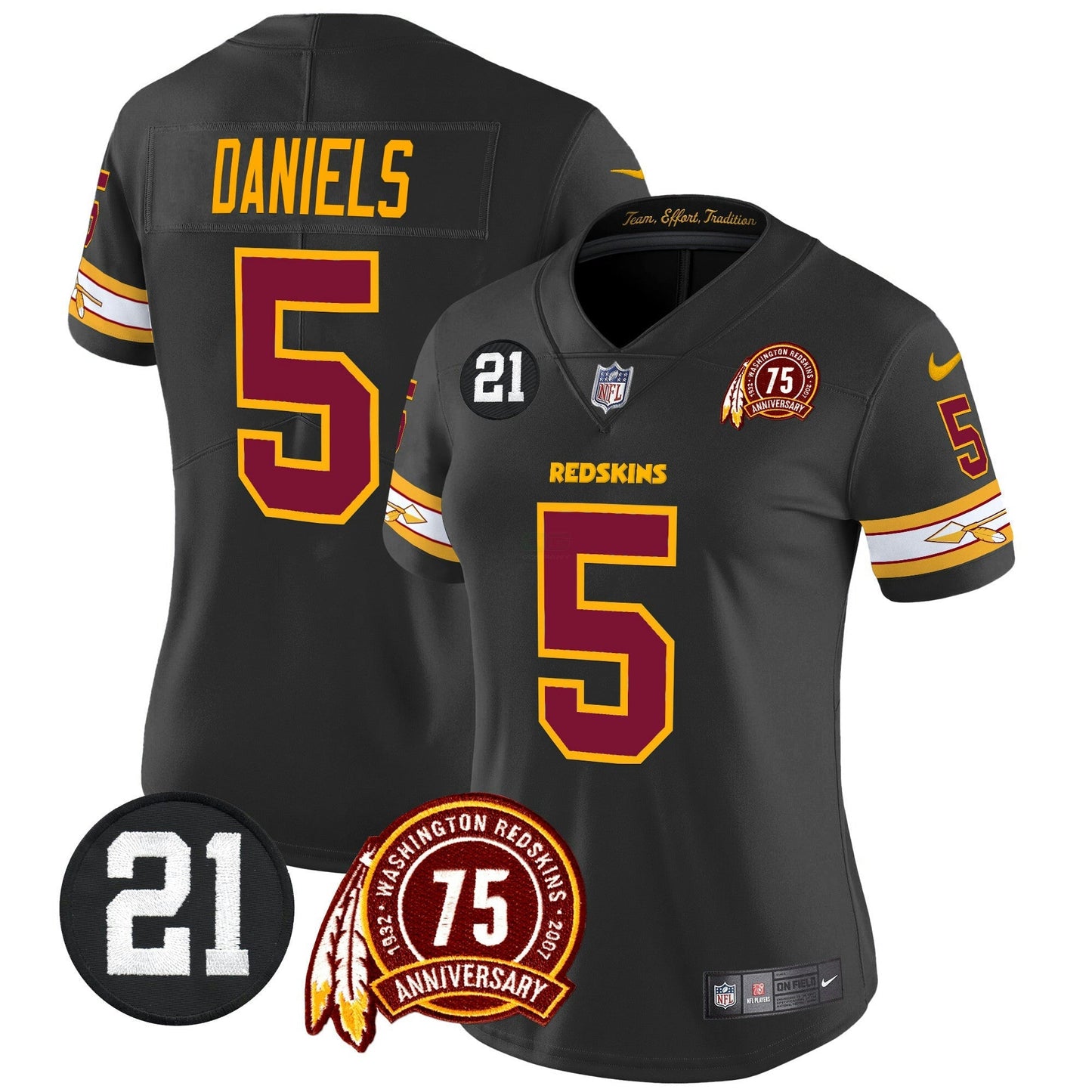 Camisa NFL Washington Commanders Women’s Washington Redskins 75th & Sean Taylor Patch Vapor Limited Jersey V2