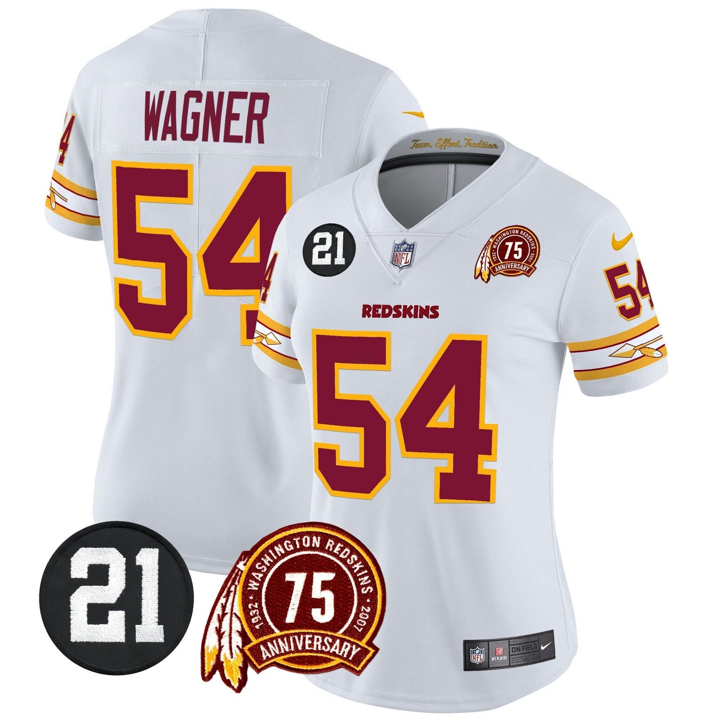 Camisa NFL Washington Commanders Women’s Washington Redskins 75th & Sean Taylor Patch Vapor Limited Jersey V2