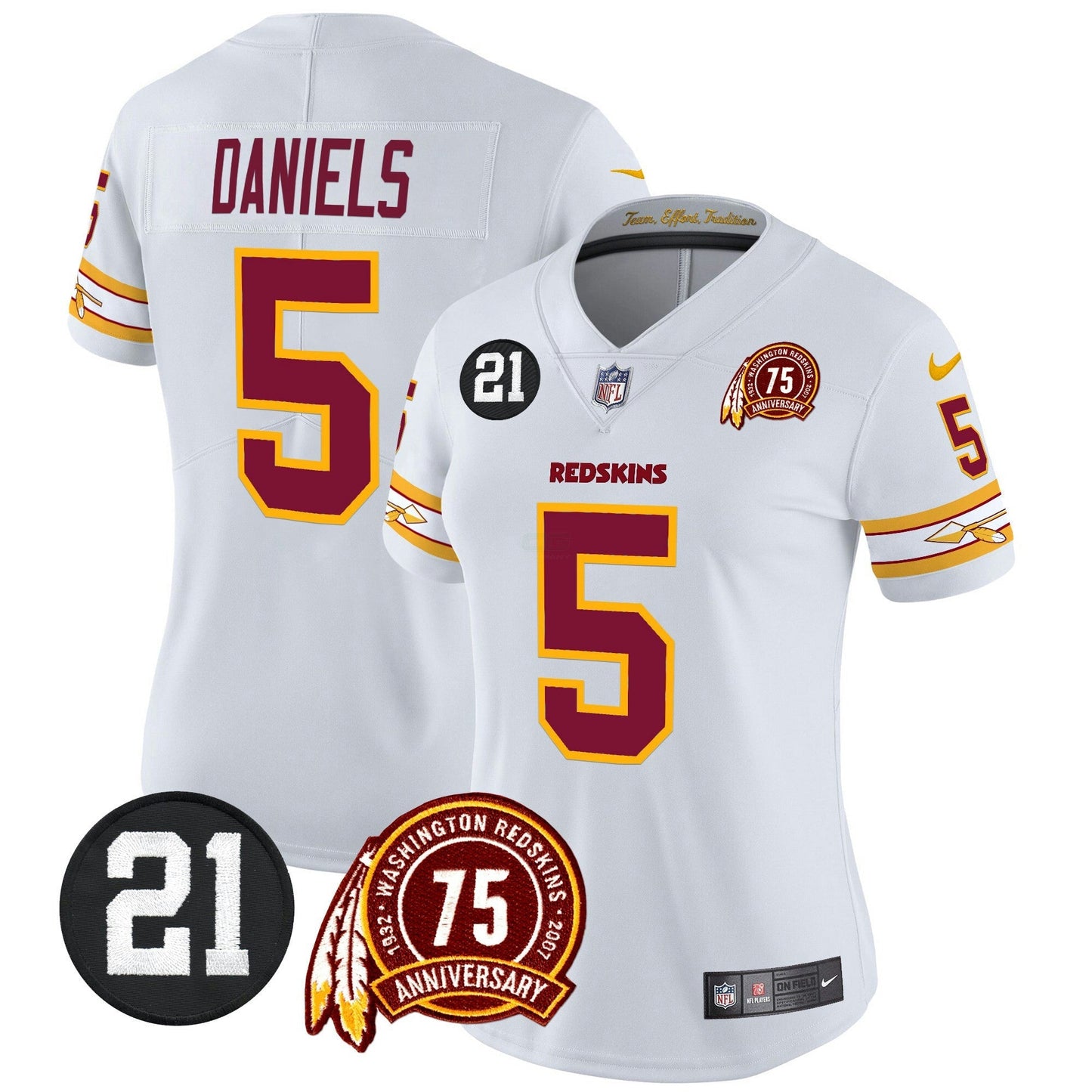 Camisa NFL Washington Commanders Women’s Washington Redskins 75th & Sean Taylor Patch Vapor Limited Jersey V2