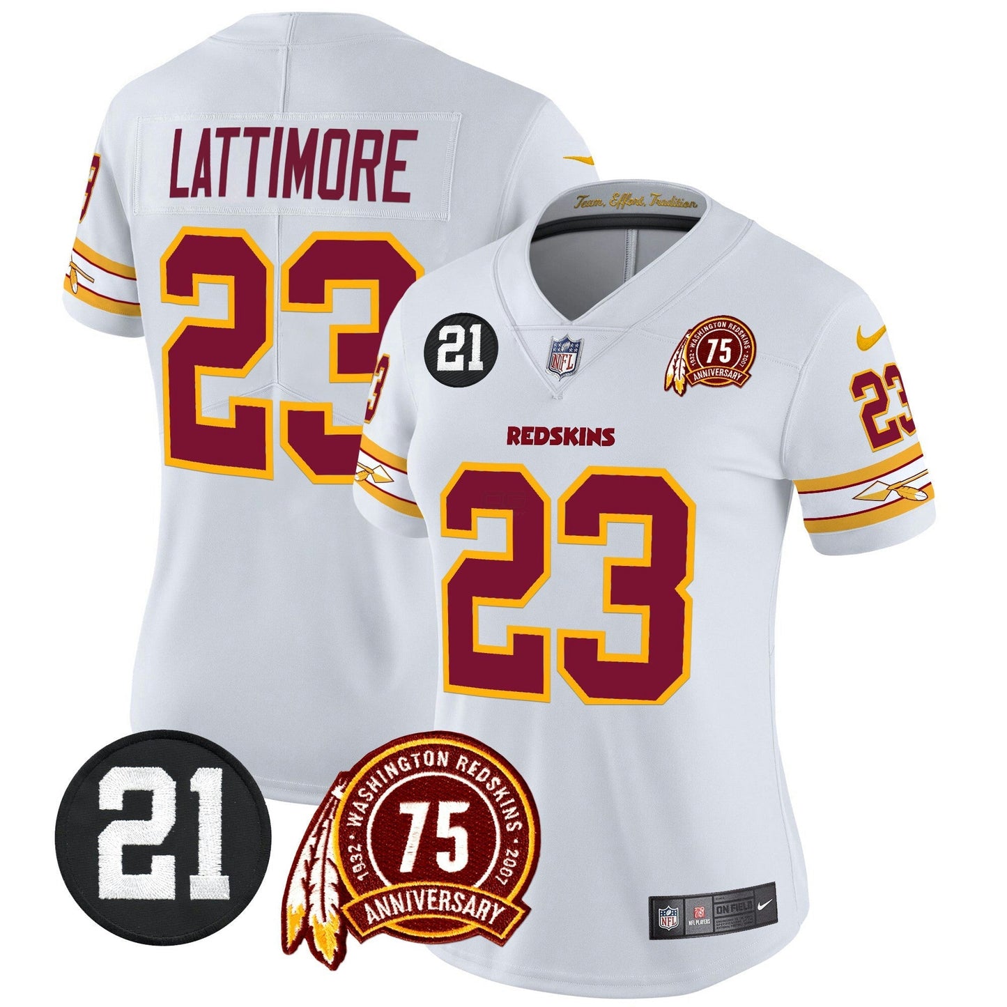 Camisa NFL Washington Commanders Women’s Washington Redskins 75th & Sean Taylor Patch Vapor Limited Jersey V2