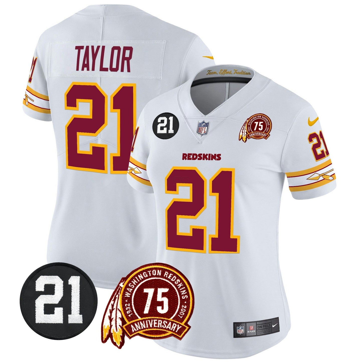Camisa NFL Washington Commanders Women’s Washington Redskins 75th & Sean Taylor Patch Vapor Limited Jersey V2
