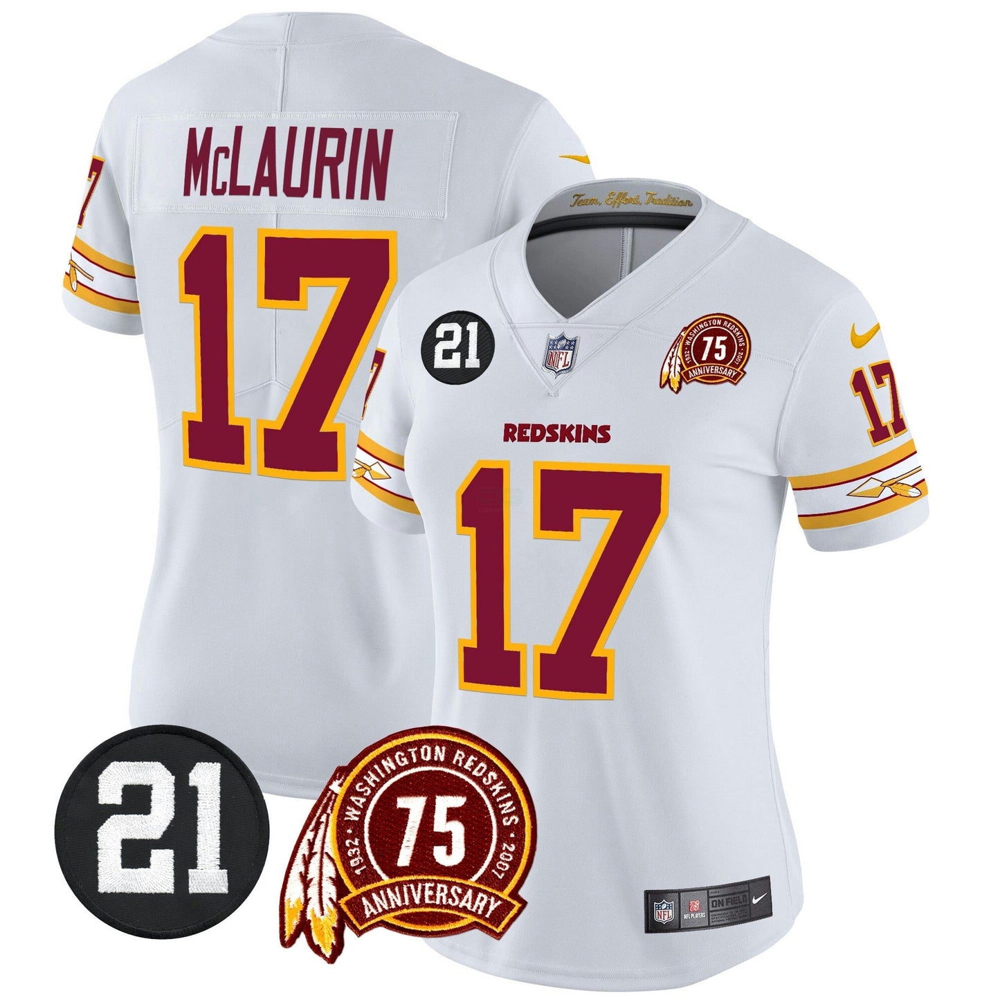 Camisa NFL Washington Commanders Women’s Washington Redskins 75th & Sean Taylor Patch Vapor Limited Jersey V2