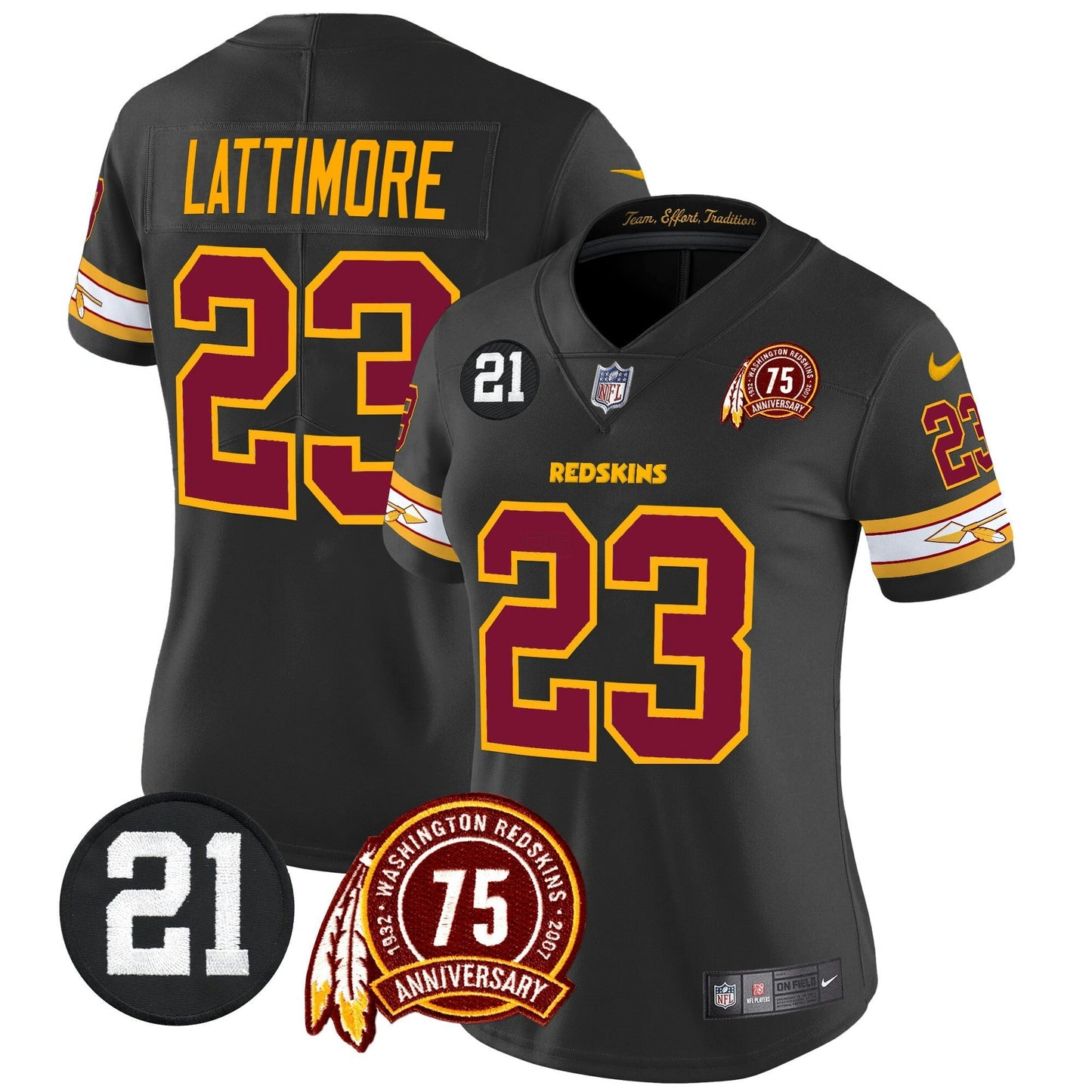 Camisa NFL Washington Commanders Women’s Washington Redskins 75th & Sean Taylor Patch Vapor Limited Jersey V2