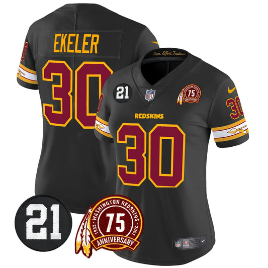 Camisa NFL Washington Commanders Women’s Washington Redskins 75th & Sean Taylor Patch Vapor Limited Jersey V2