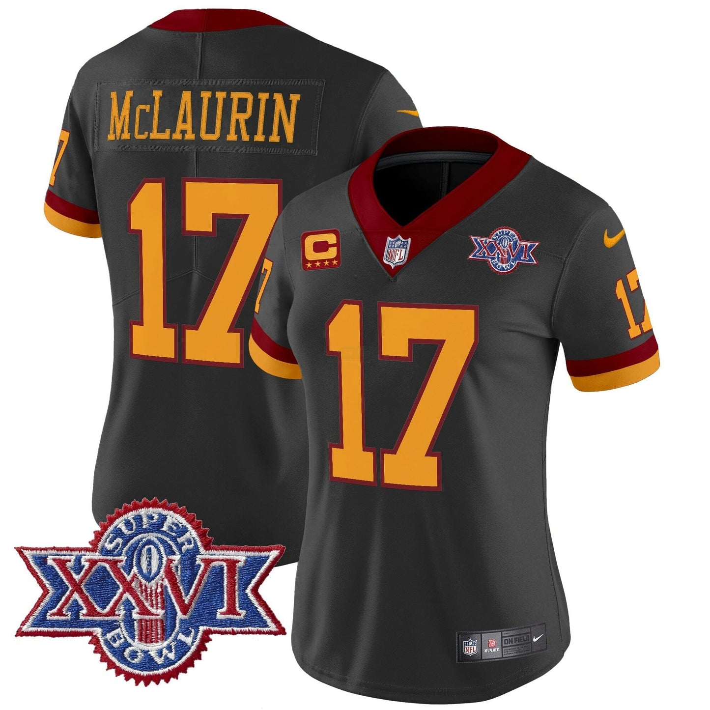 Camisa NFL Washington Commanders Women’s Washington Redskins Throwback 1992 Super Bowl XXVI Patch Vapor Limited Jersey