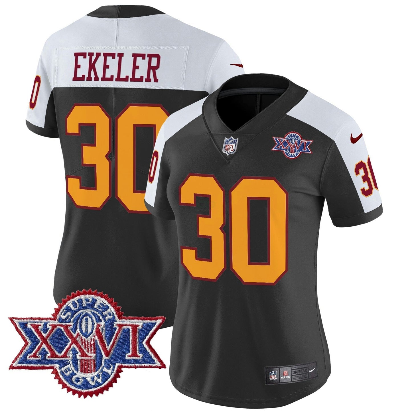 Camisa NFL Washington Commanders Women’s Washington Redskins Throwback 1992 Super Bowl XXVI Patch Vapor Limited Jersey