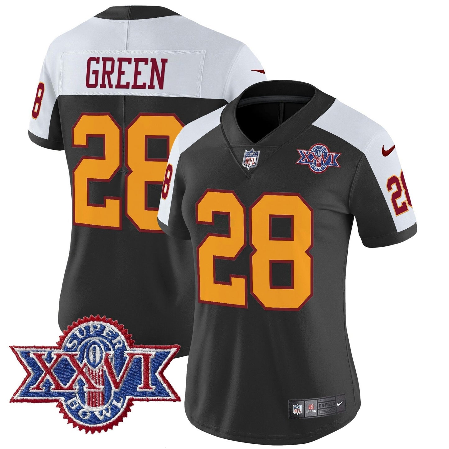 Camisa NFL Washington Commanders Women’s Washington Redskins Throwback 1992 Super Bowl XXVI Patch Vapor Limited Jersey