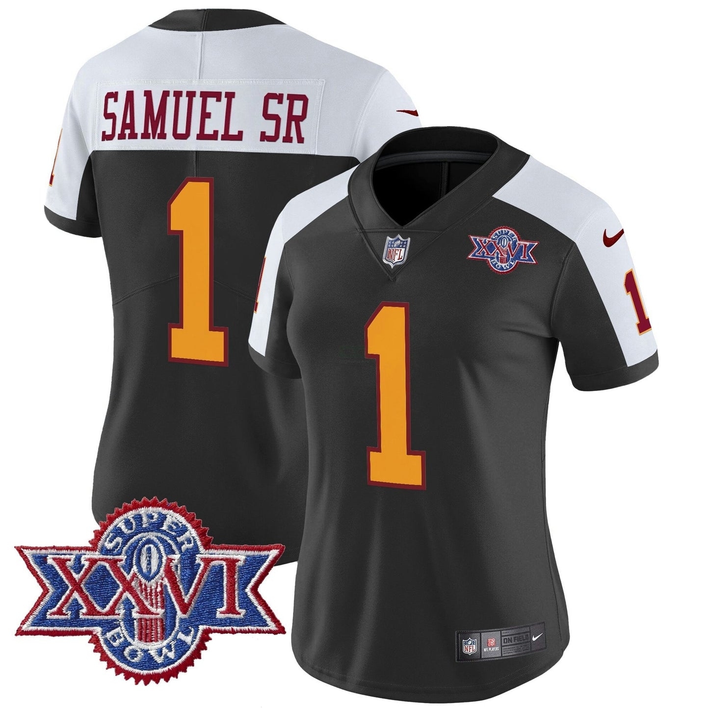 Camisa NFL Washington Commanders Women’s Washington Redskins Throwback 1992 Super Bowl XXVI Patch Vapor Limited Jersey
