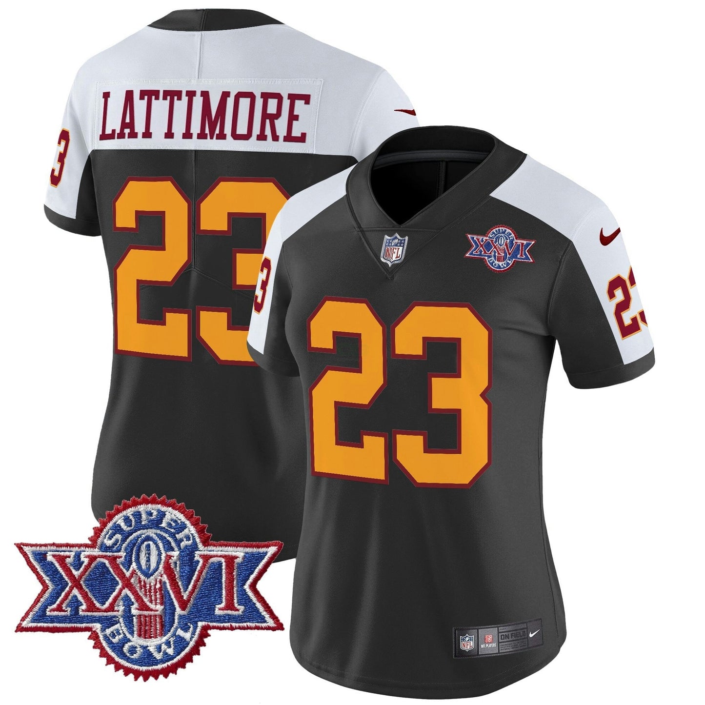Camisa NFL Washington Commanders Women’s Washington Redskins Throwback 1992 Super Bowl XXVI Patch Vapor Limited Jersey