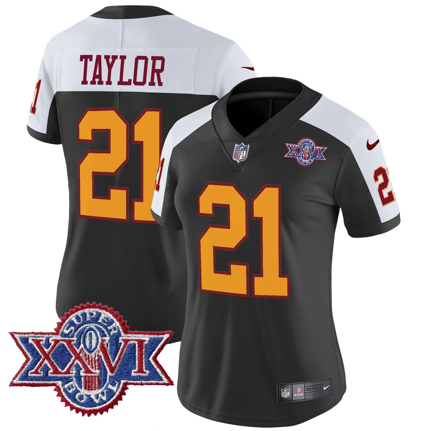 Camisa NFL Washington Commanders Women’s Washington Redskins Throwback 1992 Super Bowl XXVI Patch Vapor Limited Jersey