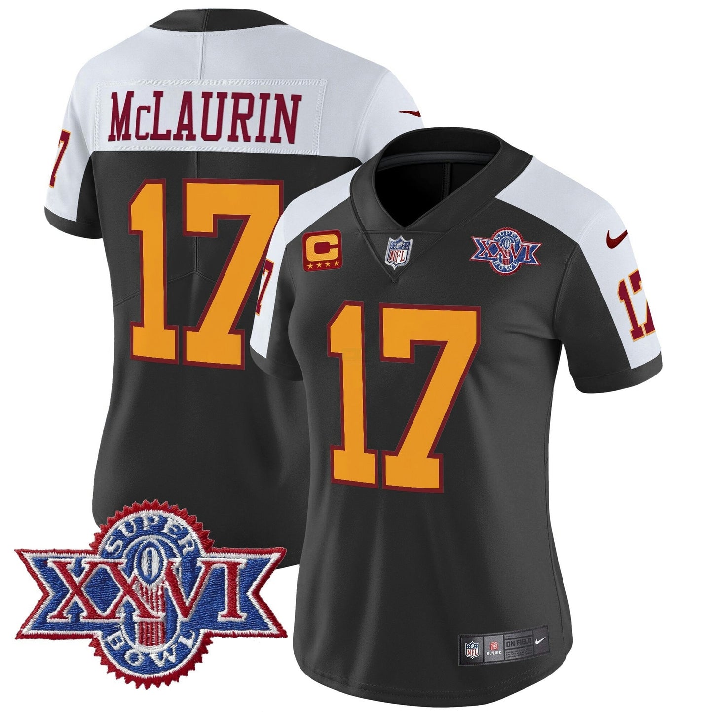 Camisa NFL Washington Commanders Women’s Washington Redskins Throwback 1992 Super Bowl XXVI Patch Vapor Limited Jersey