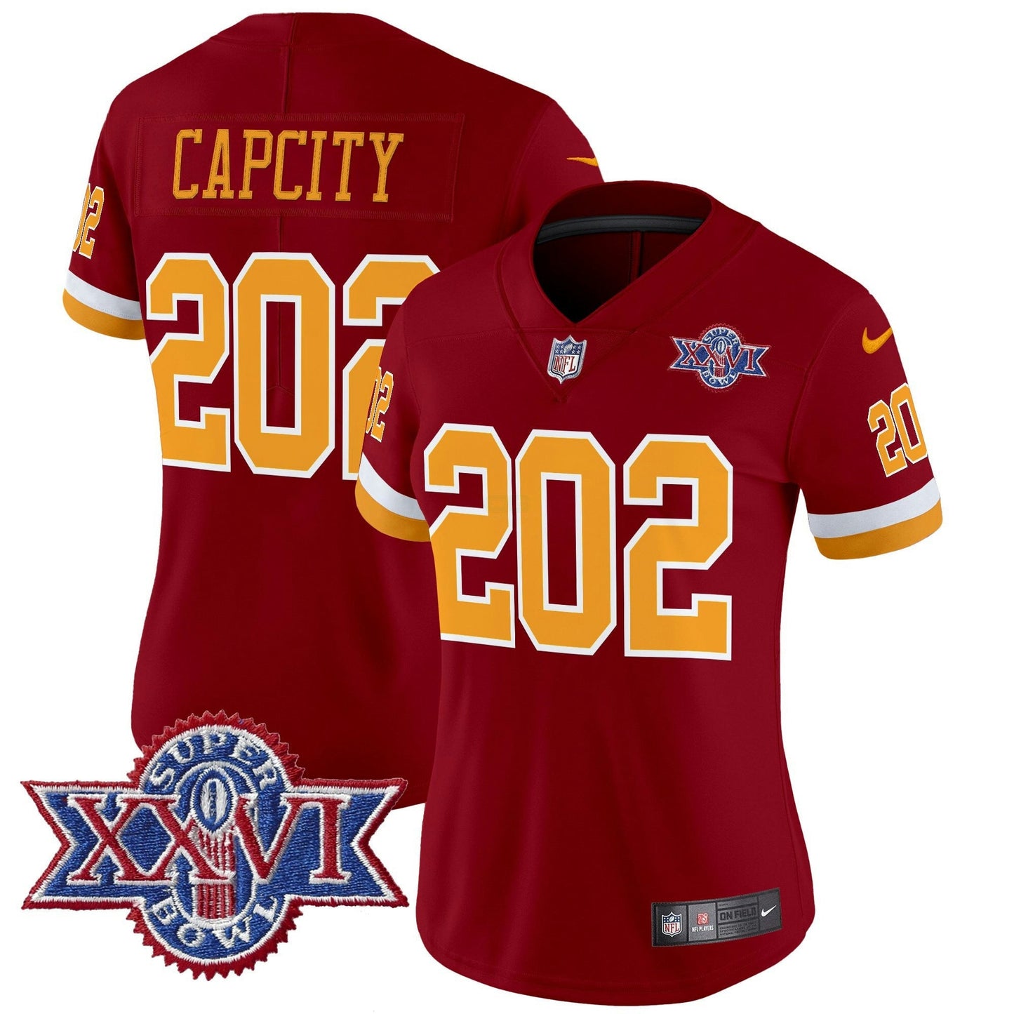 Camisa NFL Washington Commanders Women’s Washington Redskins Throwback 1992 Super Bowl XXVI Patch Vapor Limited Jersey