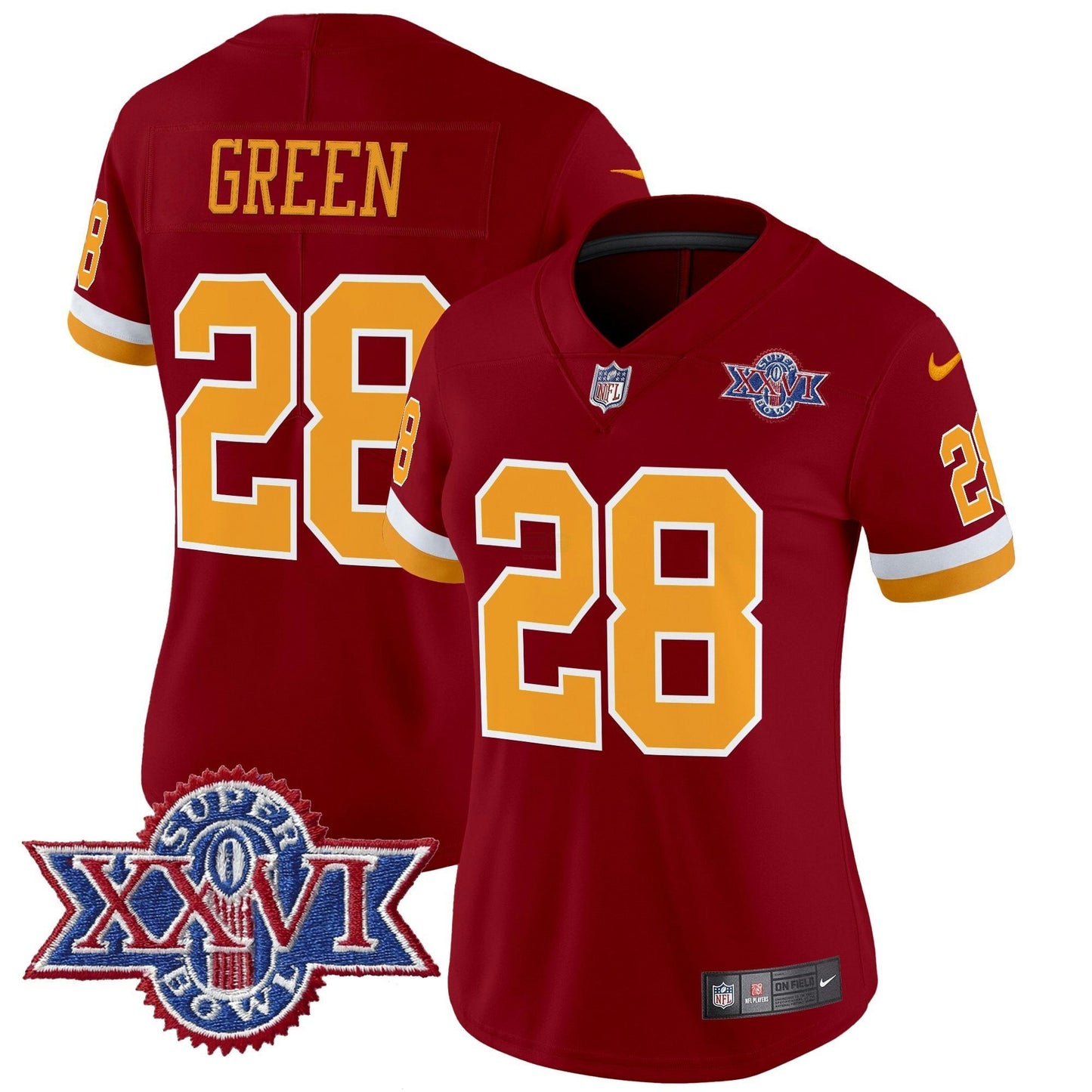 Camisa NFL Washington Commanders Women’s Washington Redskins Throwback 1992 Super Bowl XXVI Patch Vapor Limited Jersey