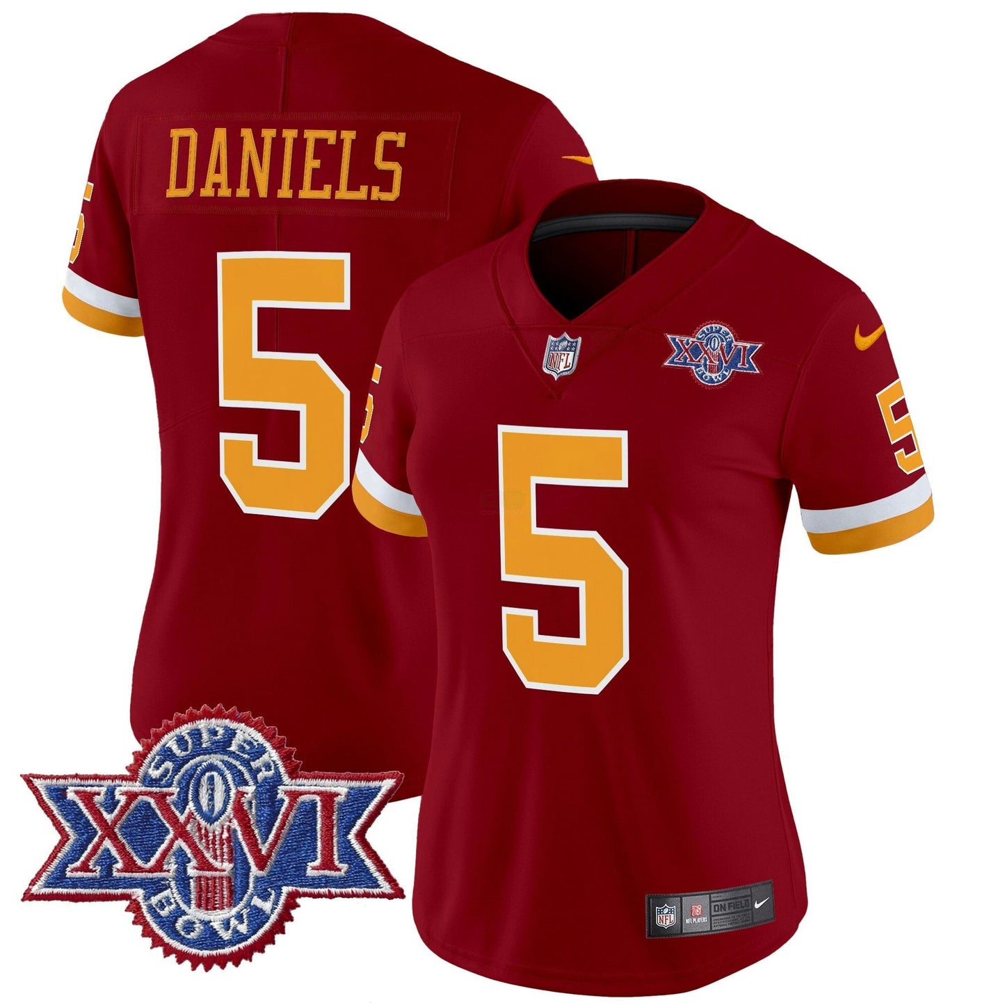 Camisa NFL Washington Commanders Women’s Washington Redskins Throwback 1992 Super Bowl XXVI Patch Vapor Limited Jersey