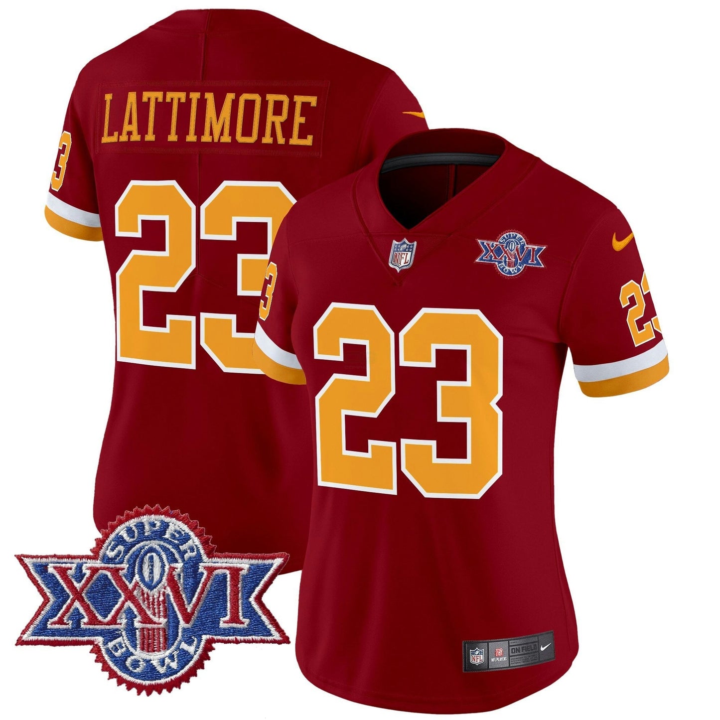 Camisa NFL Washington Commanders Women’s Washington Redskins Throwback 1992 Super Bowl XXVI Patch Vapor Limited Jersey