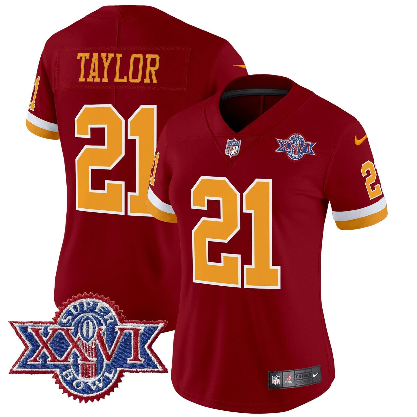 Camisa NFL Washington Commanders Women’s Washington Redskins Throwback 1992 Super Bowl XXVI Patch Vapor Limited Jersey