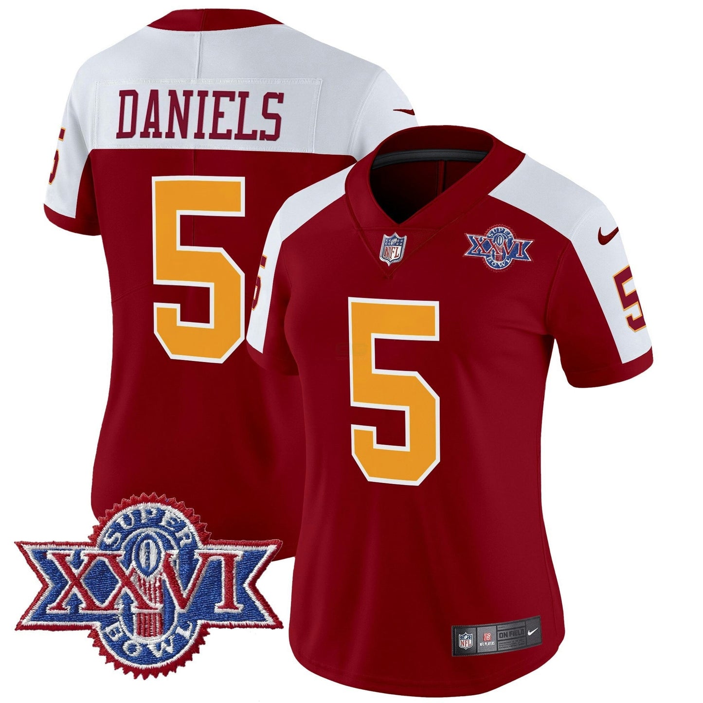 Camisa NFL Washington Commanders Women’s Washington Redskins Throwback 1992 Super Bowl XXVI Patch Vapor Limited Jersey