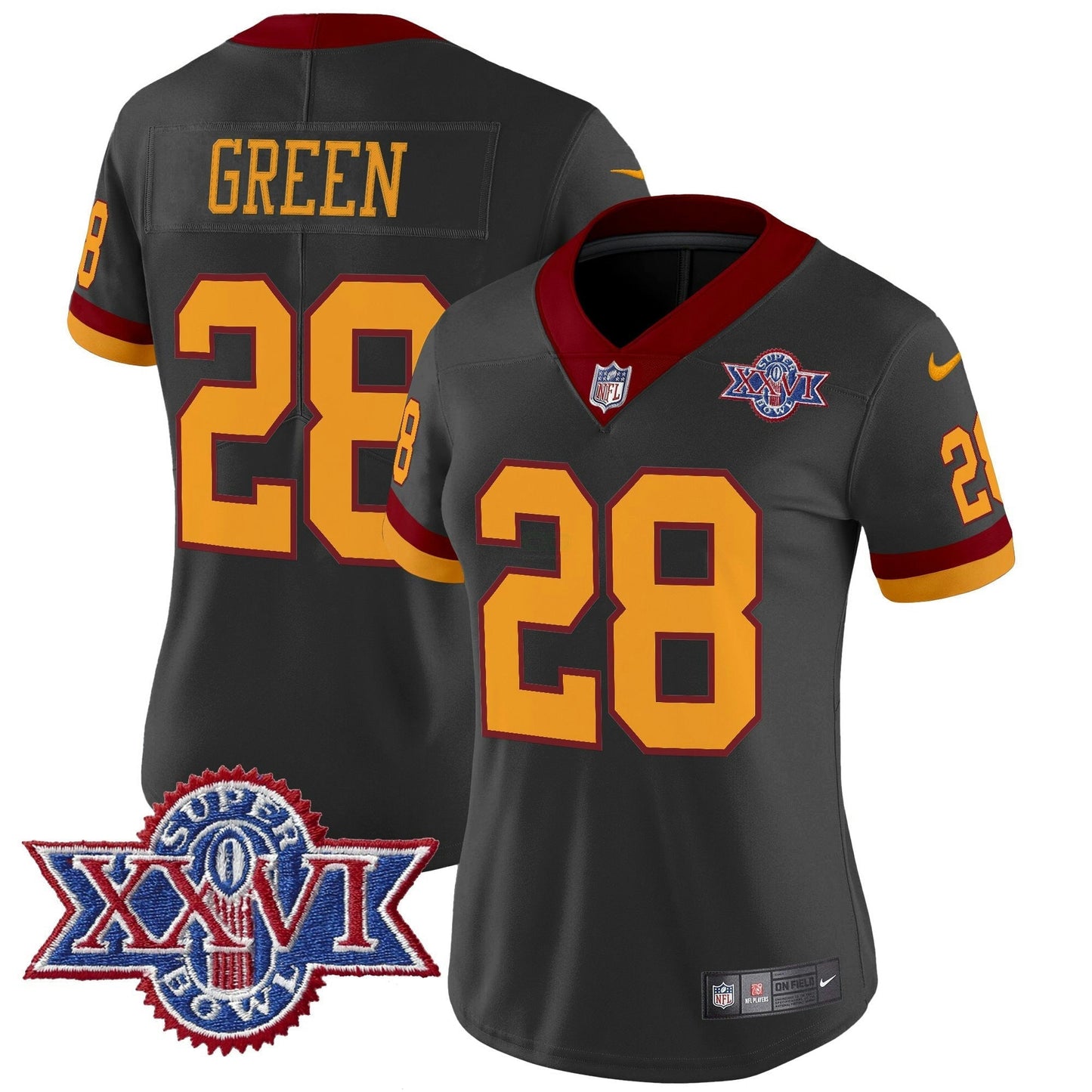 Camisa NFL Washington Commanders Women’s Washington Redskins Throwback 1992 Super Bowl XXVI Patch Vapor Limited Jersey