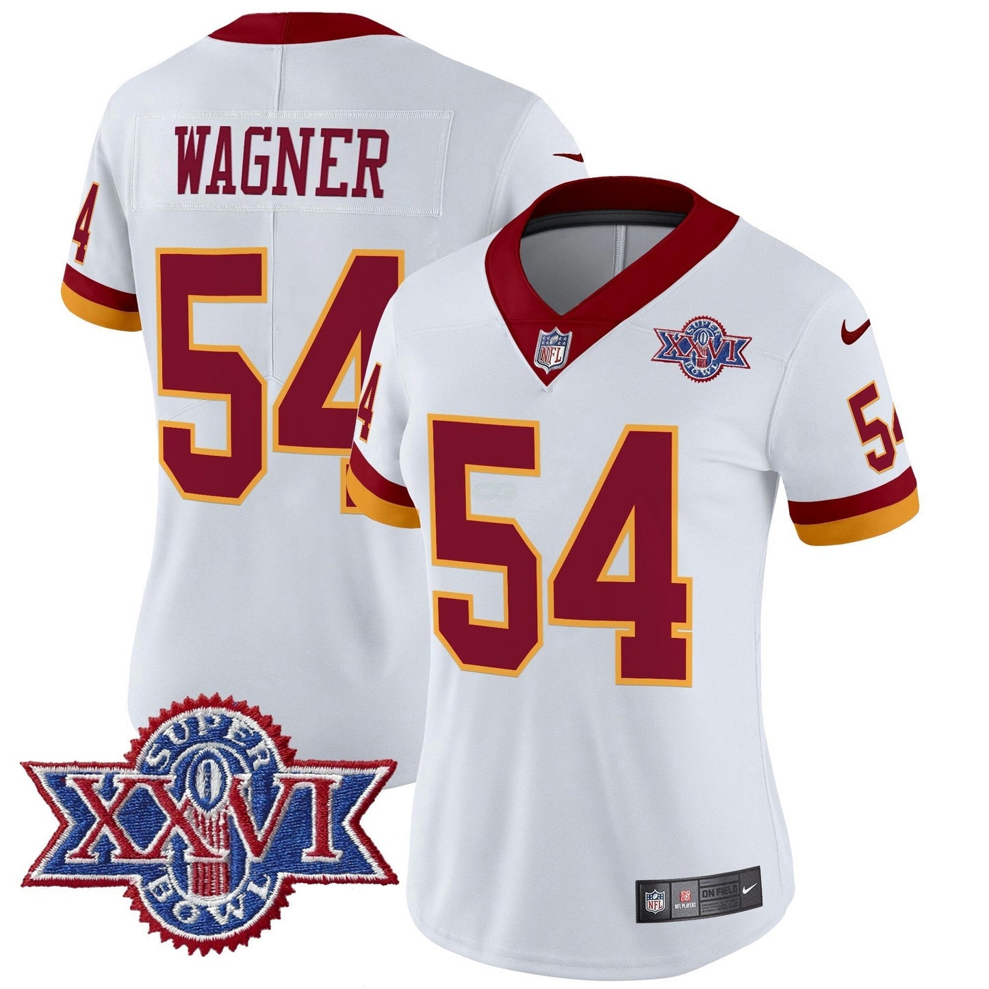 Camisa NFL Washington Commanders Women’s Washington Redskins Throwback 1992 Super Bowl XXVI Patch Vapor Limited Jersey