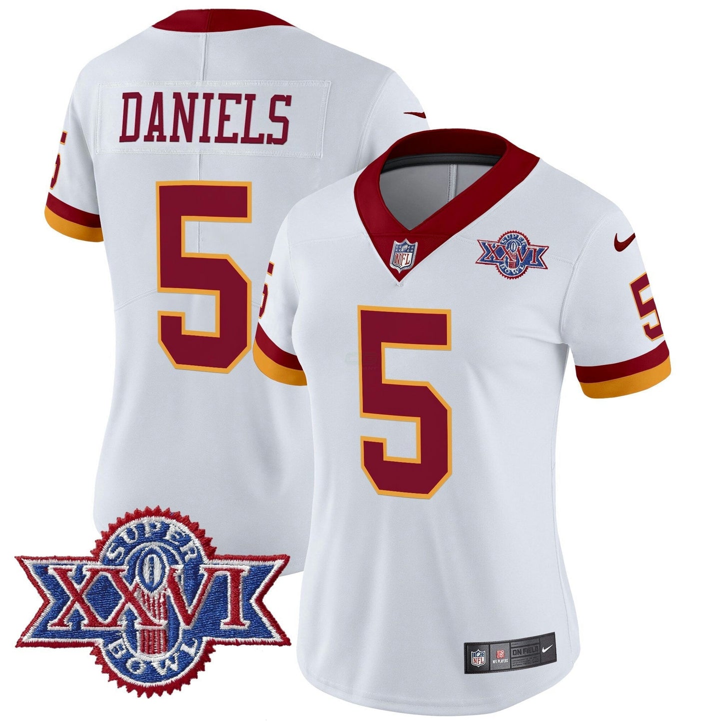 Camisa NFL Washington Commanders Women’s Washington Redskins Throwback 1992 Super Bowl XXVI Patch Vapor Limited Jersey