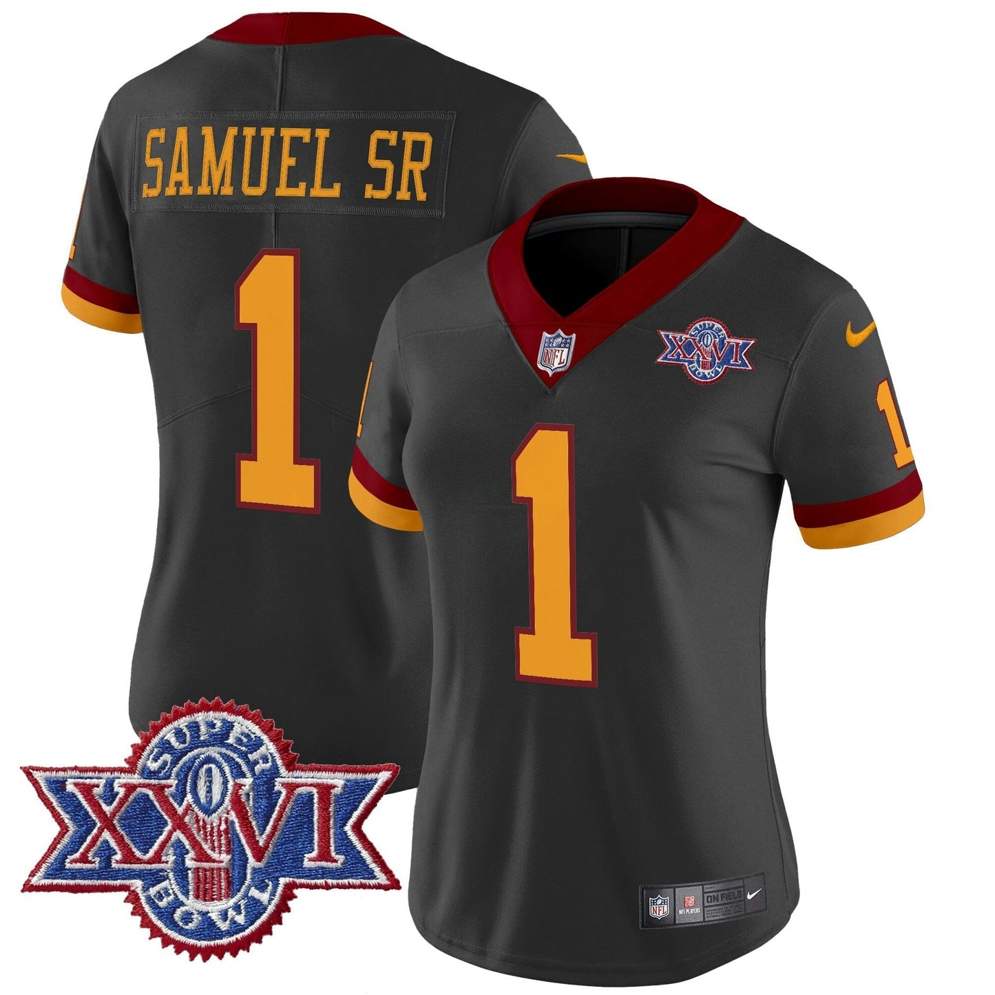 Camisa NFL Washington Commanders Women’s Washington Redskins Throwback 1992 Super Bowl XXVI Patch Vapor Limited Jersey