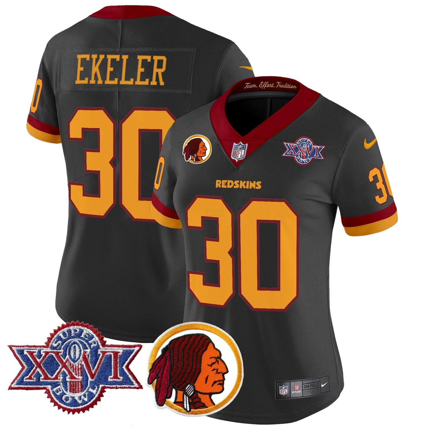 Camisa NFL Washington Commanders Women’s Washington Redskins Throwback 1992 Super Bowl XXVI Patch Vapor Limited Jersey V2