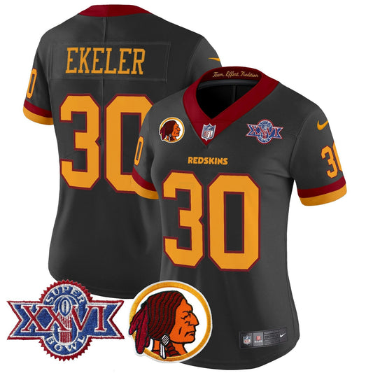 Camisa NFL Washington Commanders Women’s Washington Redskins Throwback 1992 Super Bowl XXVI Patch Vapor Limited Jersey V2