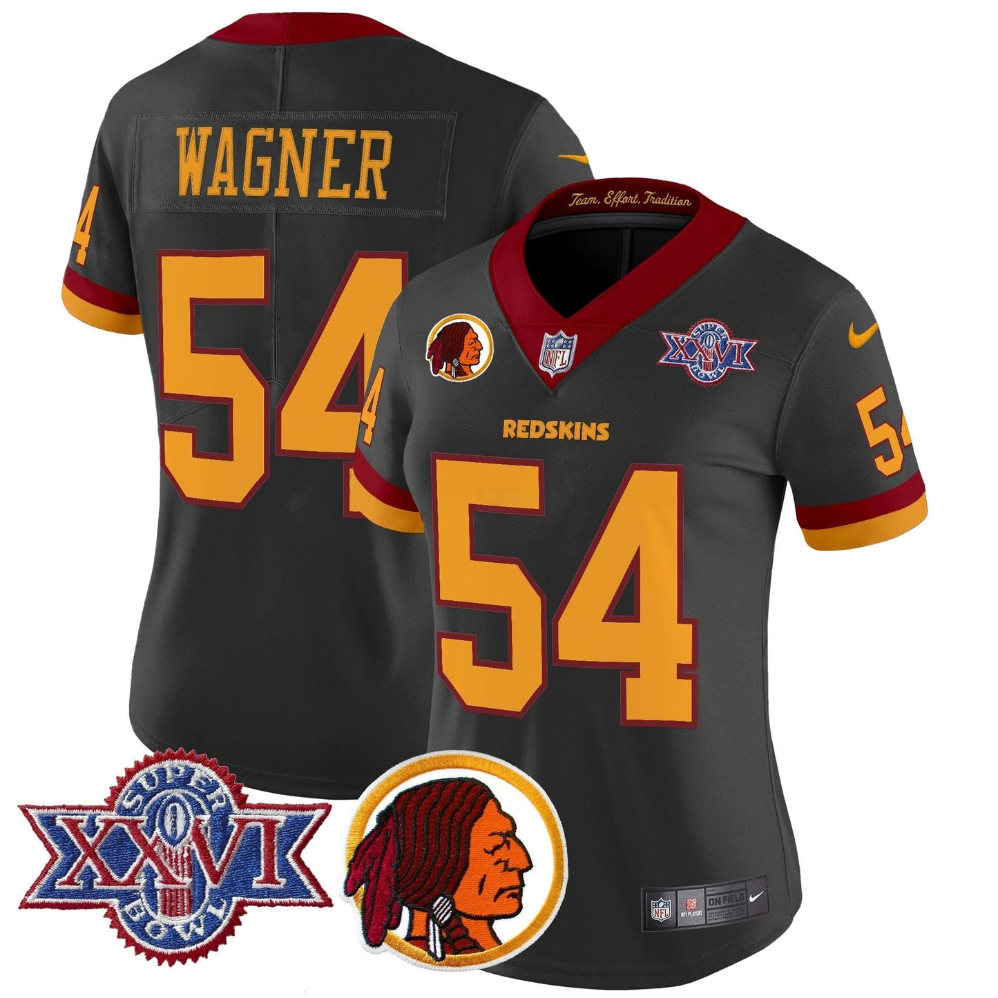 Camisa NFL Washington Commanders Women’s Washington Redskins Throwback 1992 Super Bowl XXVI Patch Vapor Limited Jersey V2