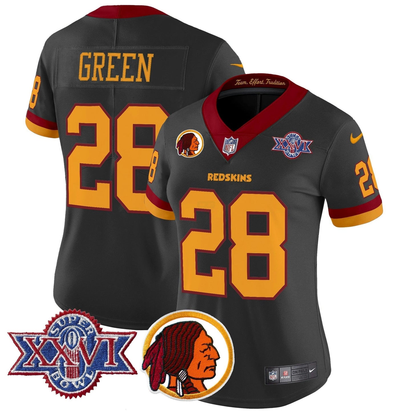 Camisa NFL Washington Commanders Women’s Washington Redskins Throwback 1992 Super Bowl XXVI Patch Vapor Limited Jersey V2