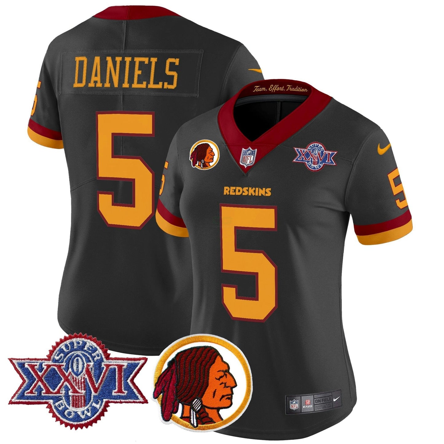 Camisa NFL Washington Commanders Women’s Washington Redskins Throwback 1992 Super Bowl XXVI Patch Vapor Limited Jersey V2