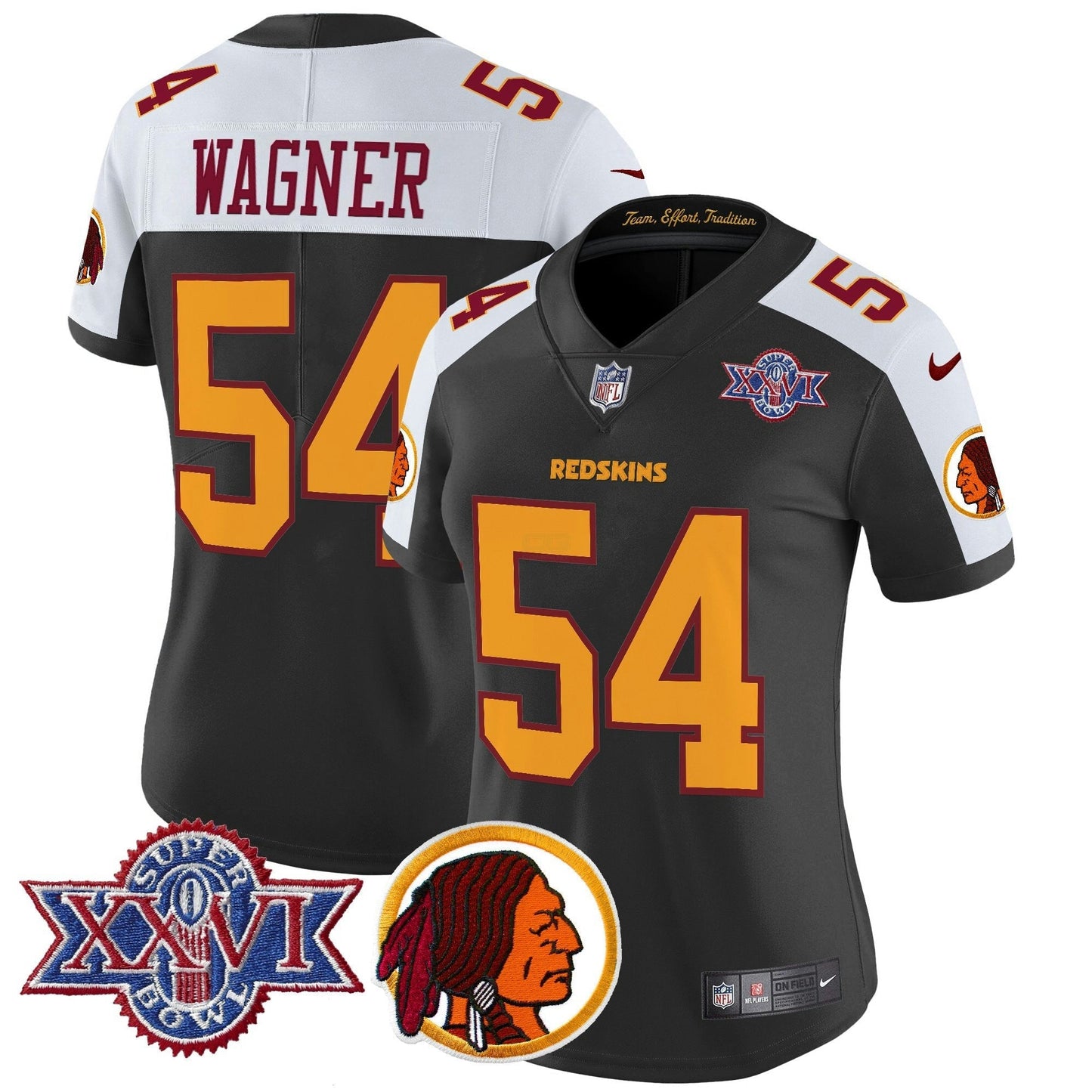 Camisa NFL Washington Commanders Women’s Washington Redskins Throwback 1992 Super Bowl XXVI Patch Vapor Limited Jersey V2
