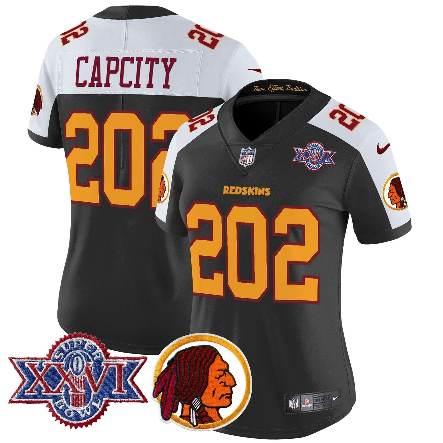 Camisa NFL Washington Commanders Women’s Washington Redskins Throwback 1992 Super Bowl XXVI Patch Vapor Limited Jersey V2