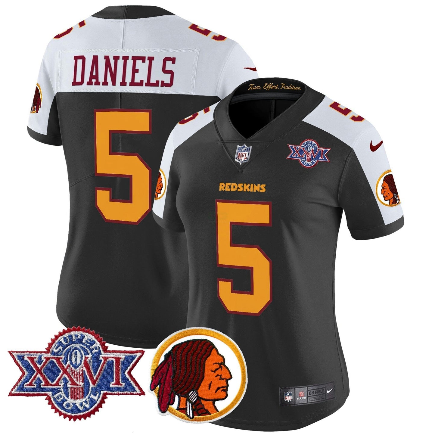 Camisa NFL Washington Commanders Women’s Washington Redskins Throwback 1992 Super Bowl XXVI Patch Vapor Limited Jersey V2