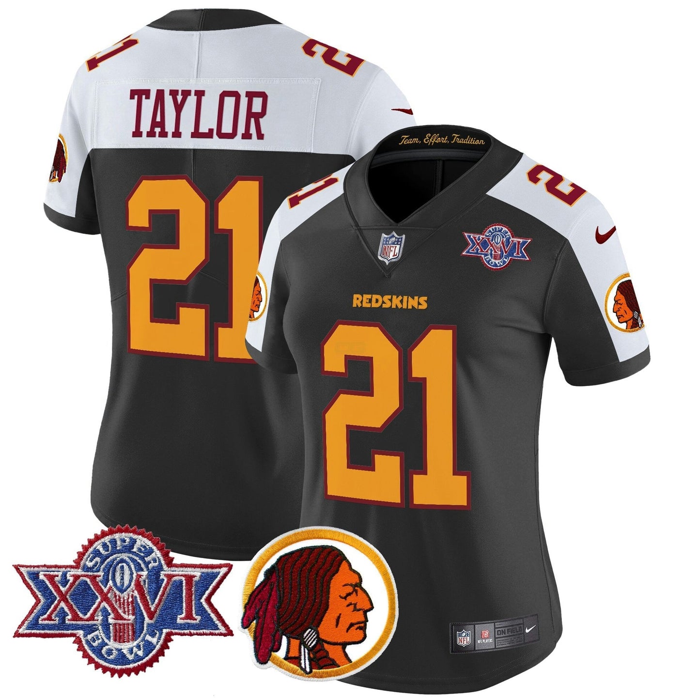 Camisa NFL Washington Commanders Women’s Washington Redskins Throwback 1992 Super Bowl XXVI Patch Vapor Limited Jersey V2